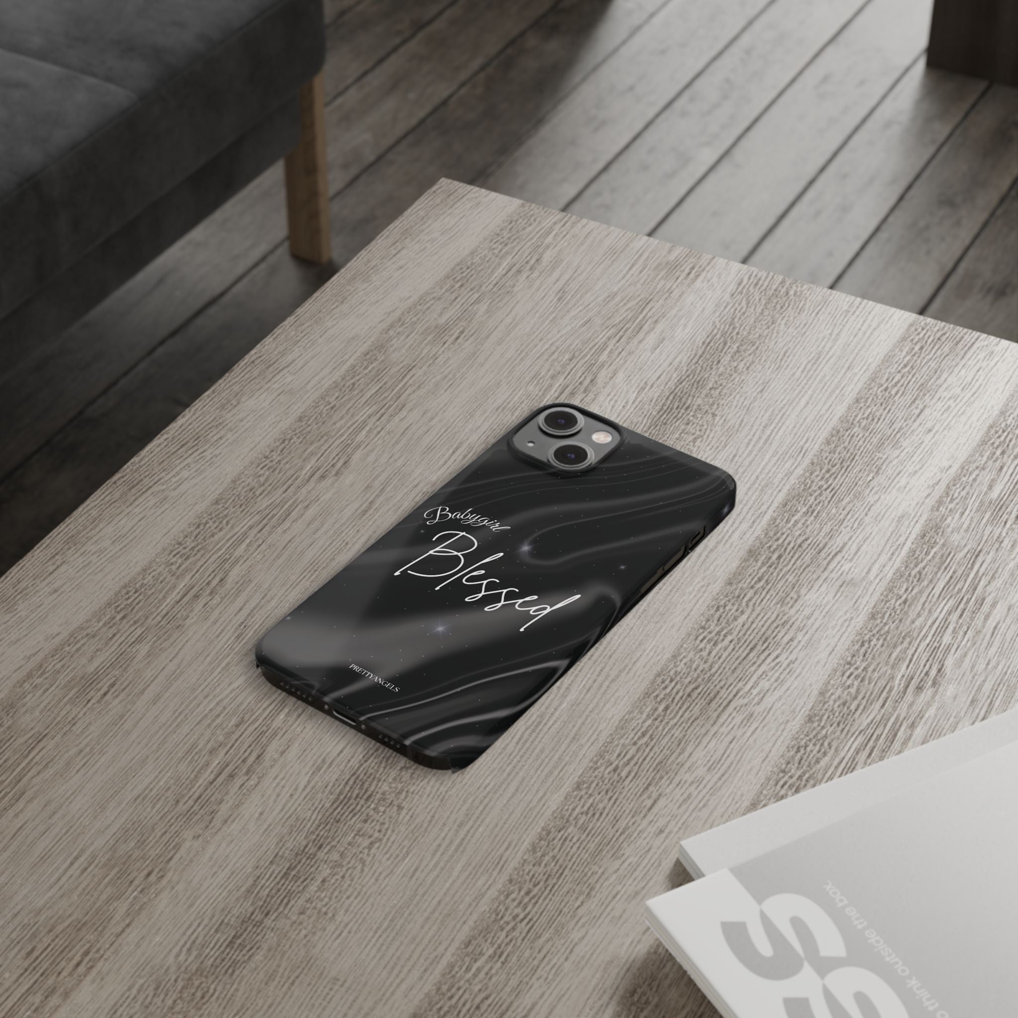 Blessed Babygirl Black Luxe Phone Case - Slim Lightweight & Protective for Rich Feminine Aesthetic Girls