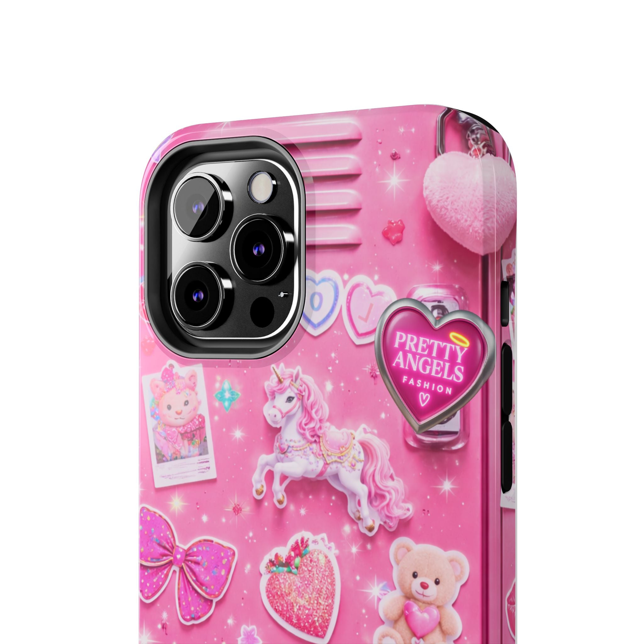 Girly Pink Locker Nostalgia with Hearts & Teddy Bear Tough Phone Case