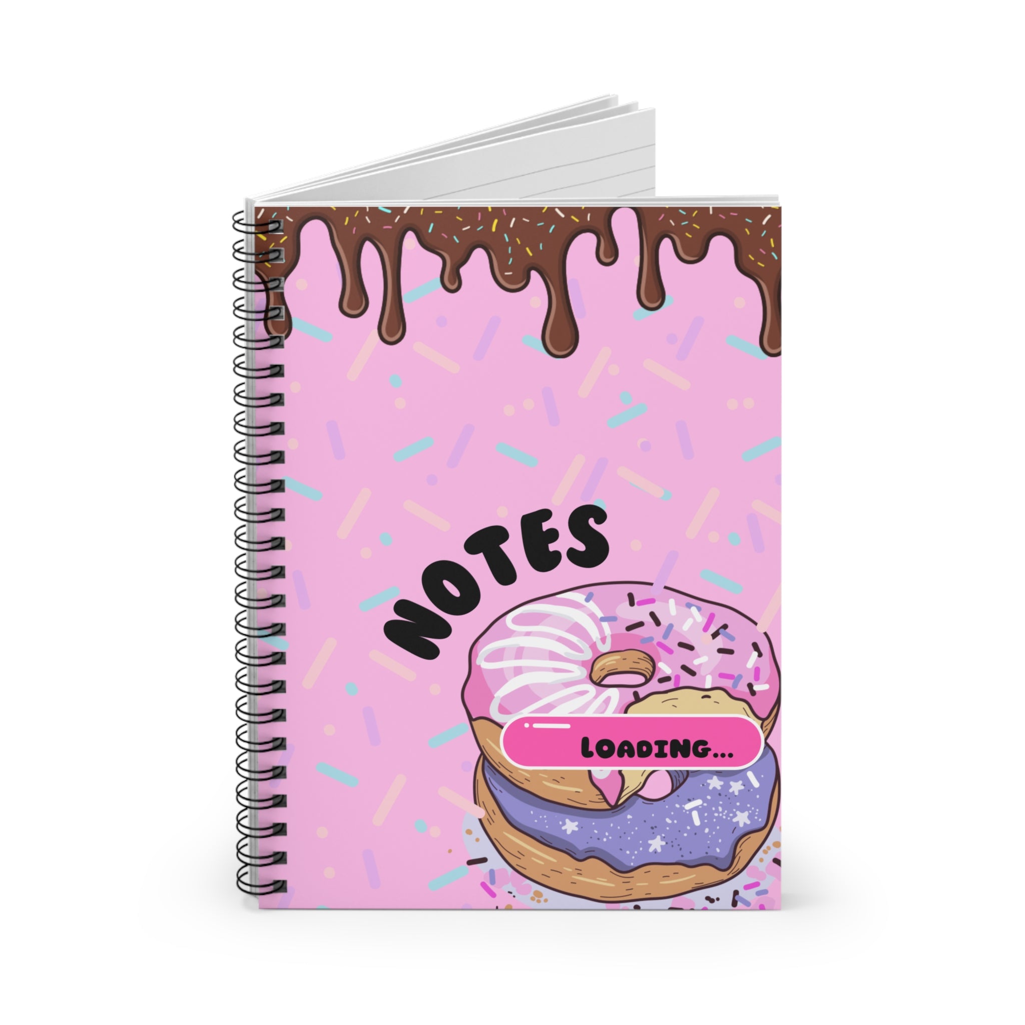 “Pink Spiral Notebook – Chocolate Drip & Donut Sprinkle Aesthetic Journal, Kawaii School Supplies for Pretty Girls”