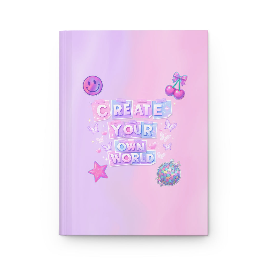 Create Your Own World Hardcover Journal — Pastel Aesthetic Notebook for Teens & Creative Planning