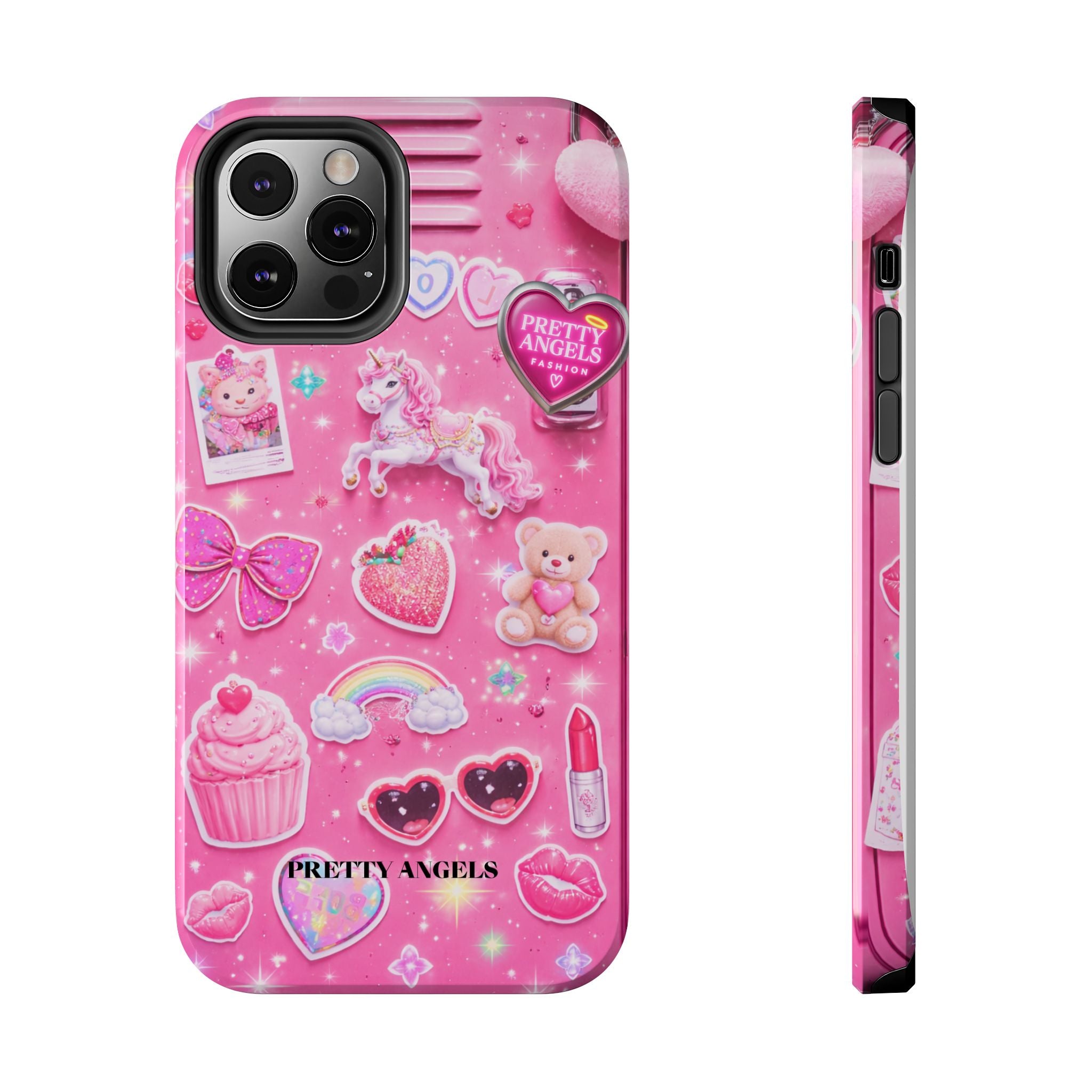 Girly Pink Locker Nostalgia with Hearts & Teddy Bear Tough Phone Case