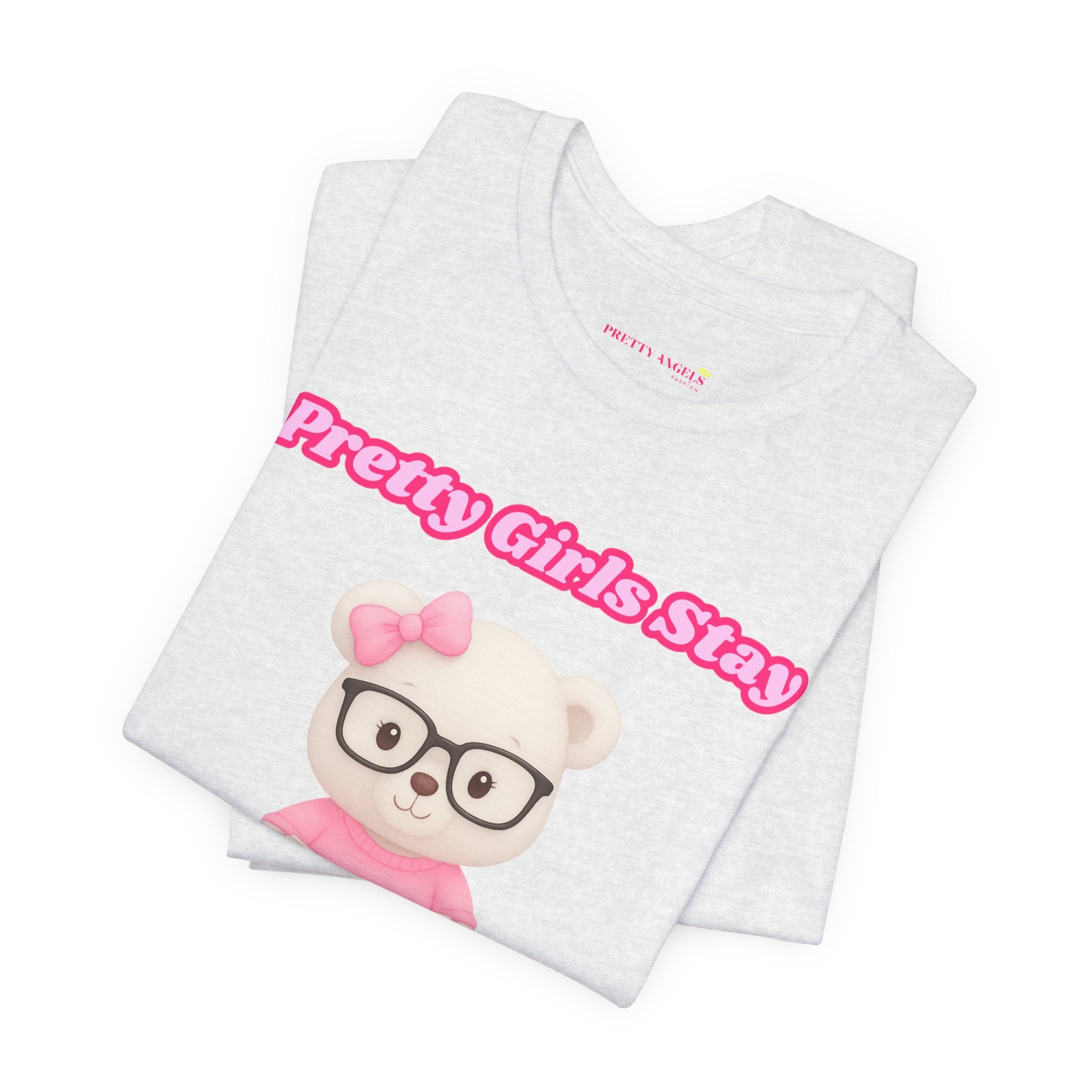 Pretty Girls Stay Unbothered Teddy Bear T-Shirt – Cute Aesthetic Pink Book Tee for Girls | Girly Soft Girl Graphic Tee | Unbothered Baddie Shirt | DTF Print