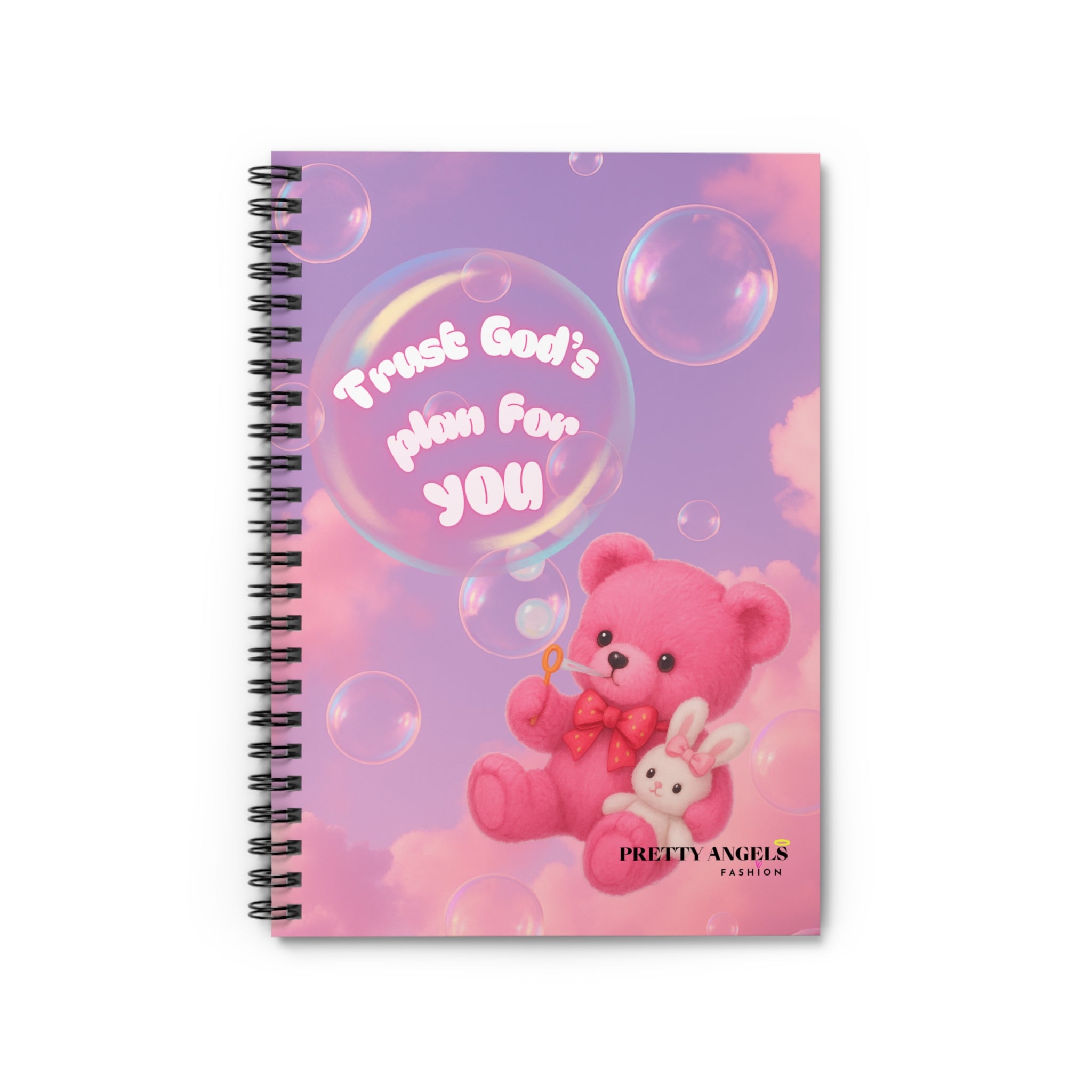 “ Cute Aesthetic Purple Teddy Bear Spiral Notebook – Trust God’s Plan Luxury Girly Journal (6x8”)”