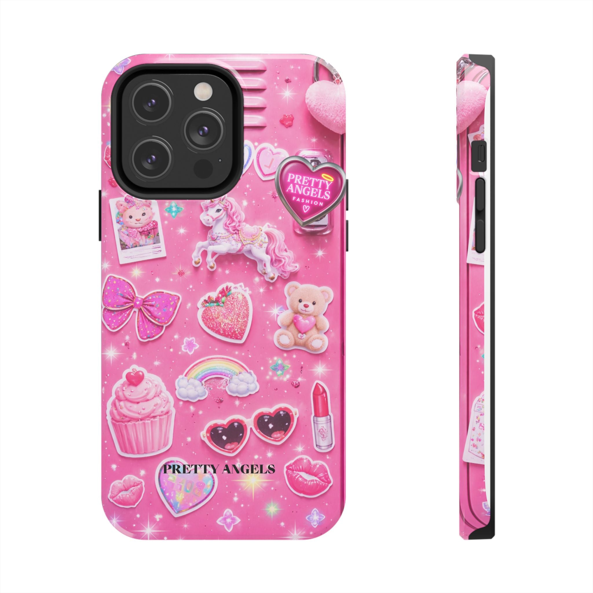 Girly Pink Locker Nostalgia with Hearts & Teddy Bear Tough Phone Case