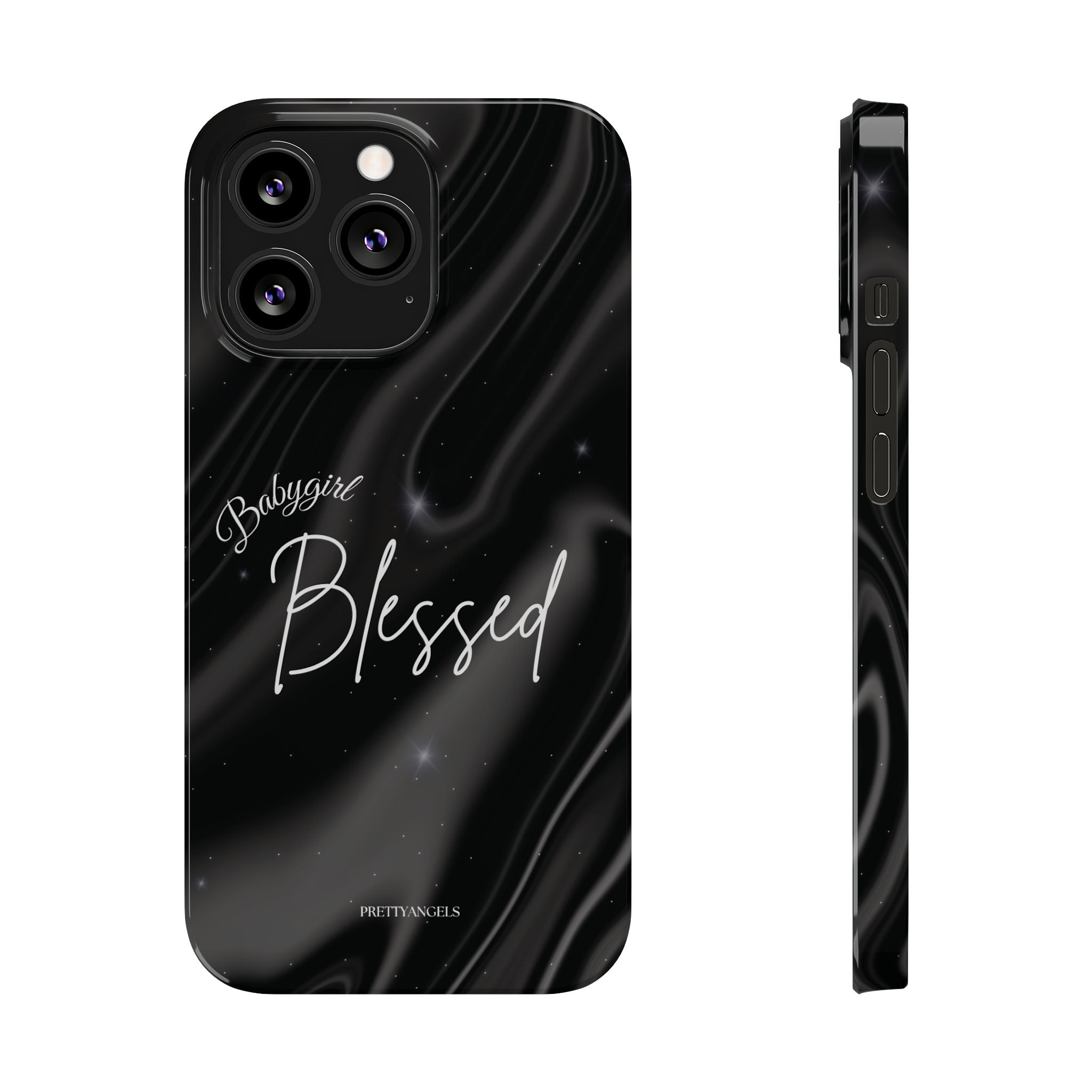 Blessed Babygirl Black Luxe Phone Case - Slim Lightweight & Protective for Rich Feminine Aesthetic Girls