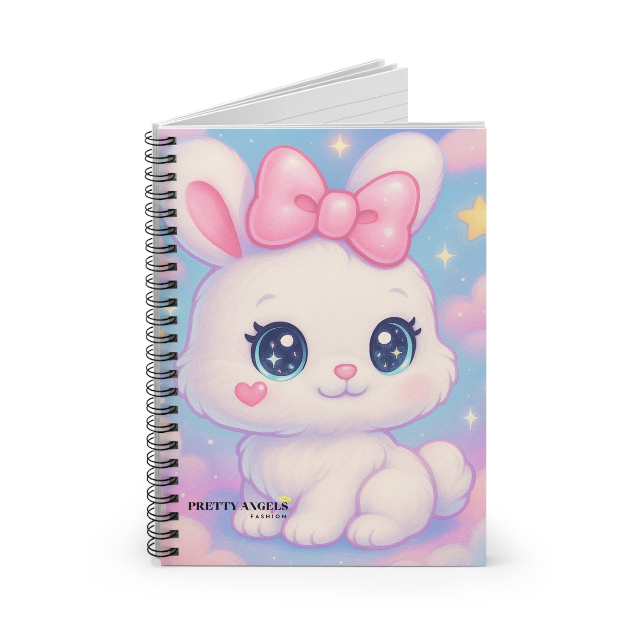 Cute Bunny Spiral Notebook | Kawaii Aesthetic Journal | Pink Girly Stationery for School & Journaling