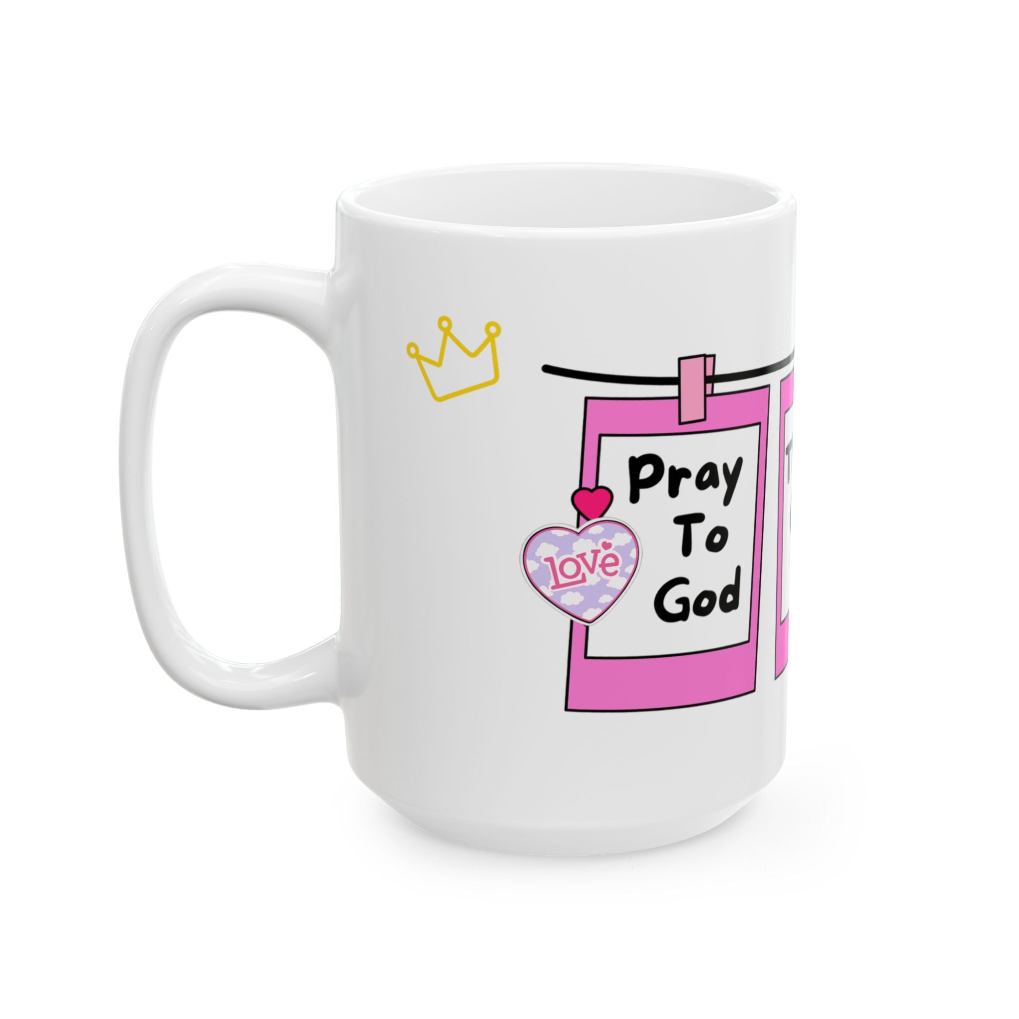 “Believe in God” Faith-Inspired Ceramic Mug, Thank God, Faith Prayer Mug for Girls, Girly Inspirational Gift, Motivational Coffee Cup, Celebrate Faith, Encouraging Gift for Girls