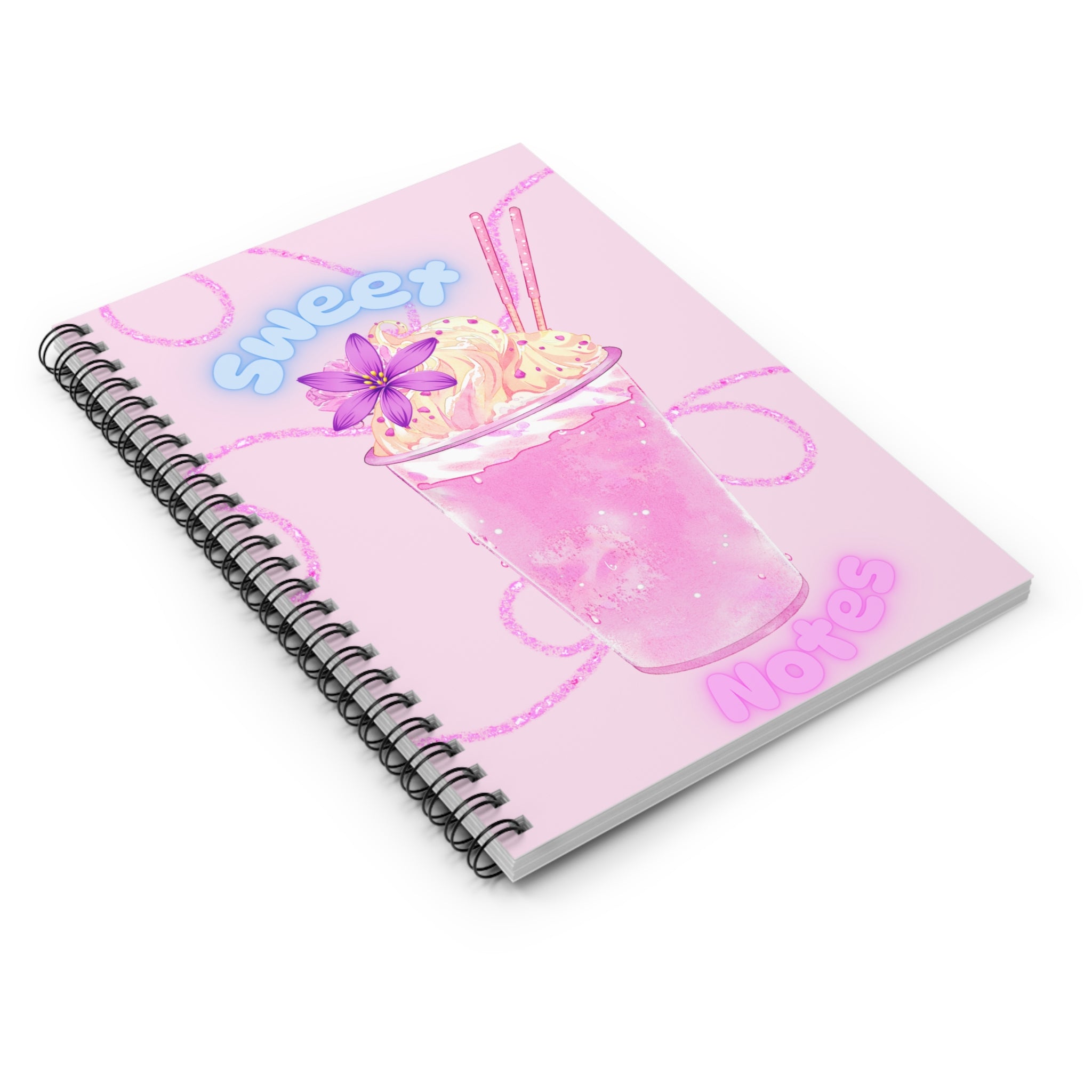 “Sweet Notes Pink Milkshake Spiral Notebook – Cute Girly Journal with Whipped Cream & Pastel Aesthetic | 118 Pages”