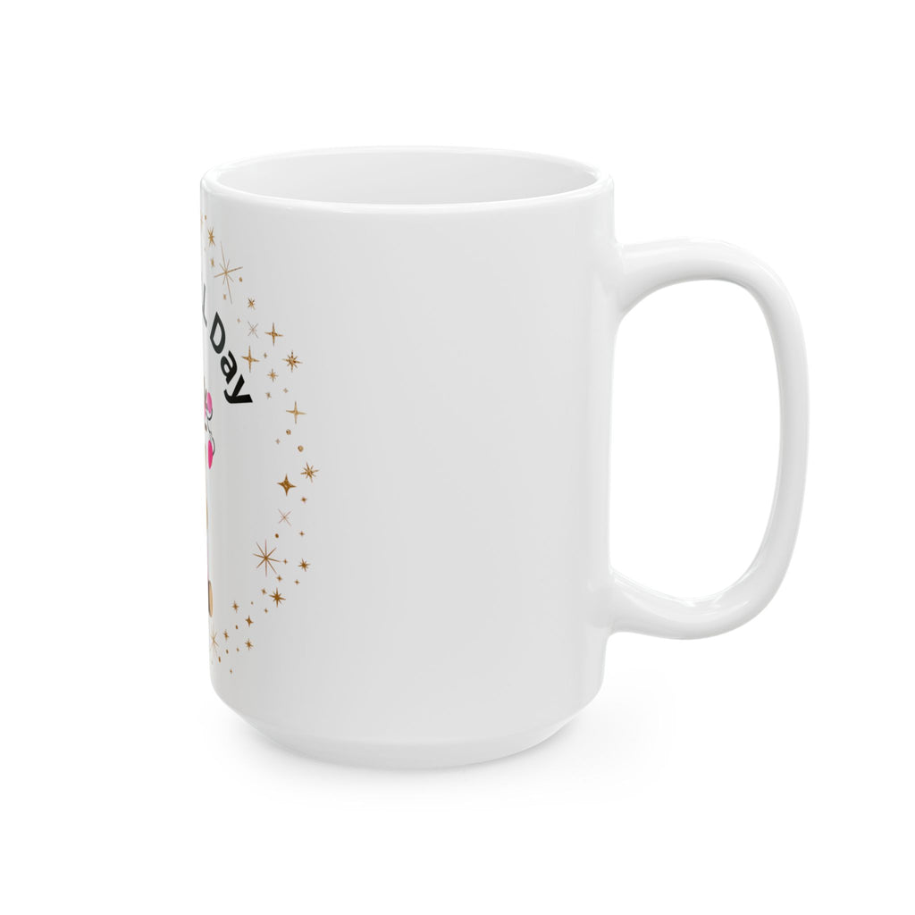 “Sleigh ALL Day” Pink Reindeer Mug - Cute Girly Christmas Mug with Bow, Lights & Pink Nose - Viral Winter Coffee Mug for Baddie Girls, Holiday Gift for Girls, Cute Coffee Cup, Girly Winter Decor, Girly Christmas Present, That Girl Kitchenware