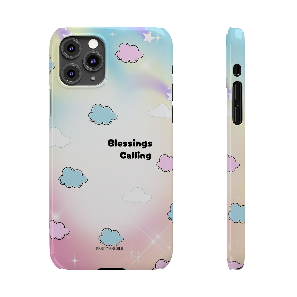 ‘Blessings Calling' Phone Case – Slim Lightweight Ombré Cover with Magical Pastel Clouds for Girly Girls & Faith-Filled Baddies - Cute Cloud Aesthetic, Phone Accessories, Gift for Friends, Pastel Theme Vibes, Cozy Magical Vibes