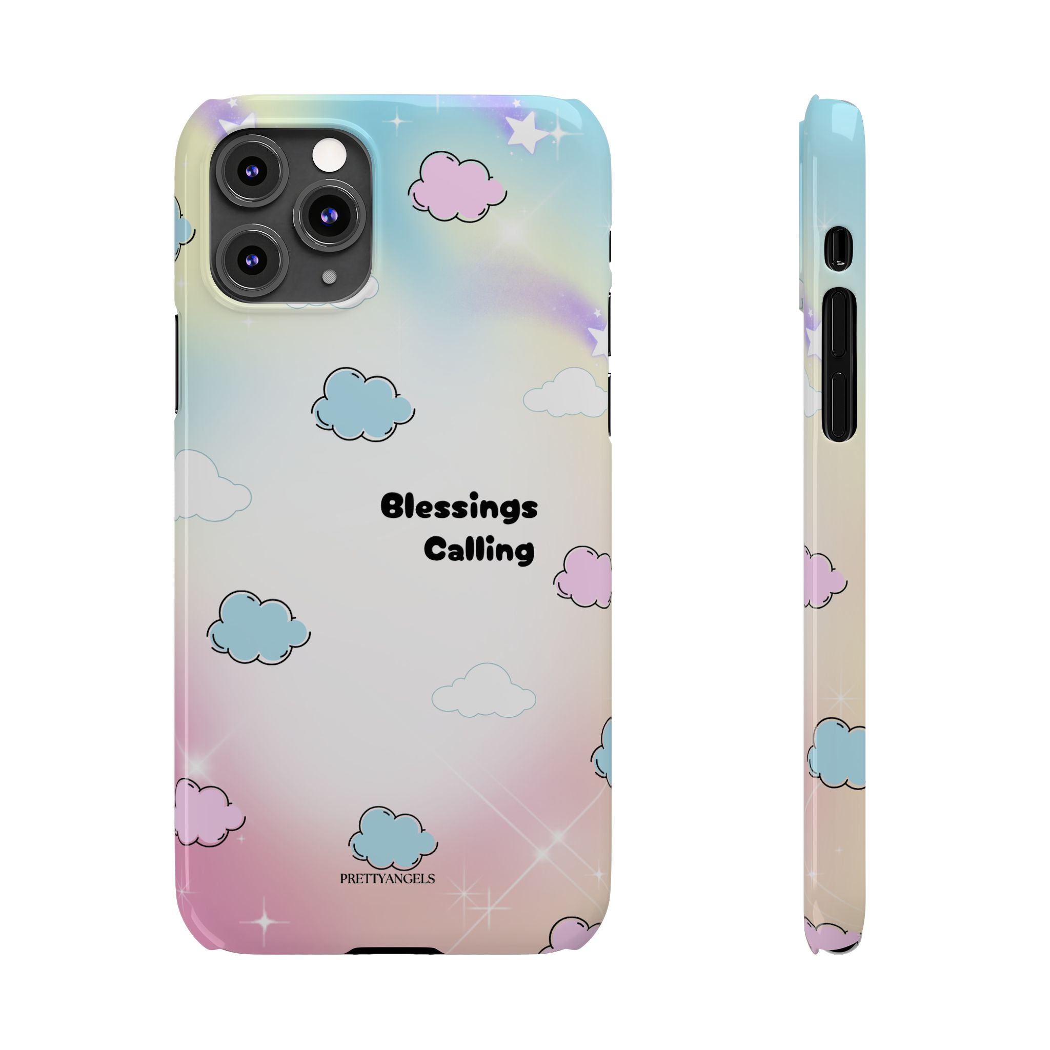 ‘Blessings Calling' Phone Case – Slim Lightweight Ombré Cover with Magical Pastel Clouds for Girly Girls & Faith-Filled Baddies - Cute Cloud Aesthetic, Phone Accessories, Gift for Friends, Pastel Theme Vibes, Cozy Magical Vibes