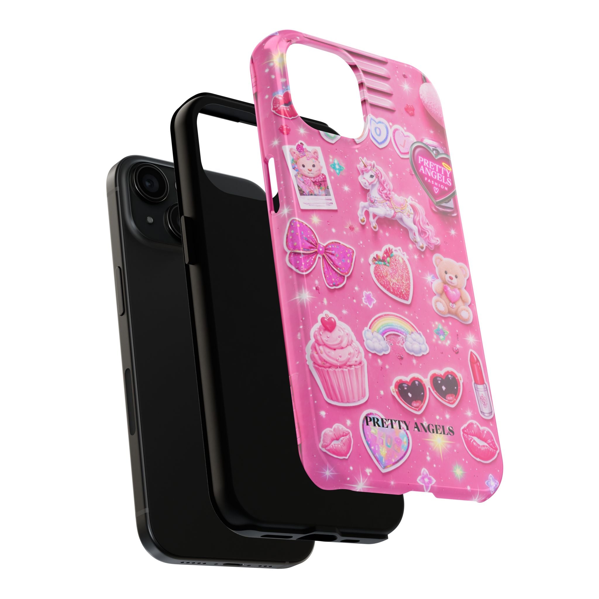 Girly Pink Locker Nostalgia with Hearts & Teddy Bear Tough Phone Case