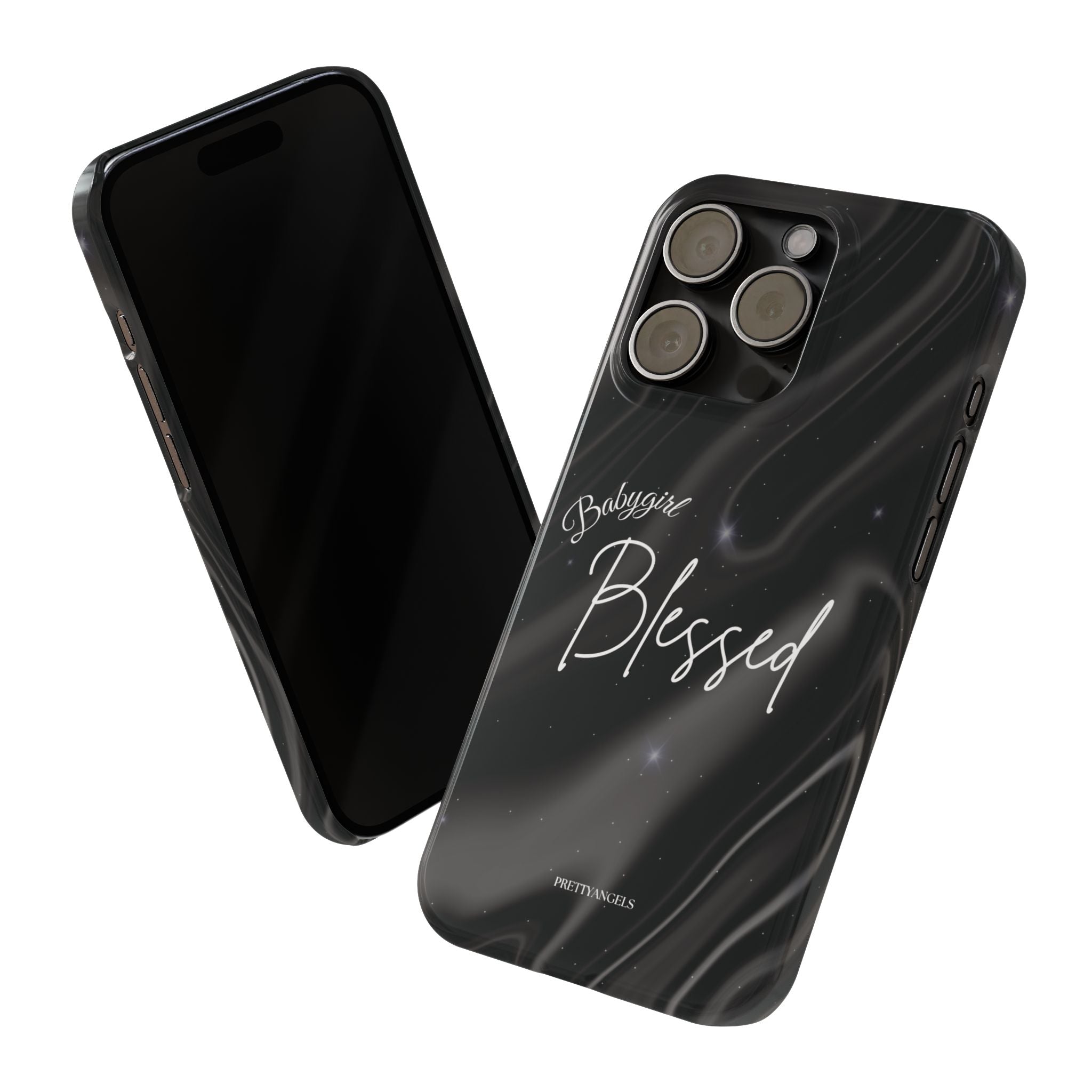 Blessed Babygirl Black Luxe Phone Case - Slim Lightweight & Protective for Rich Feminine Aesthetic Girls