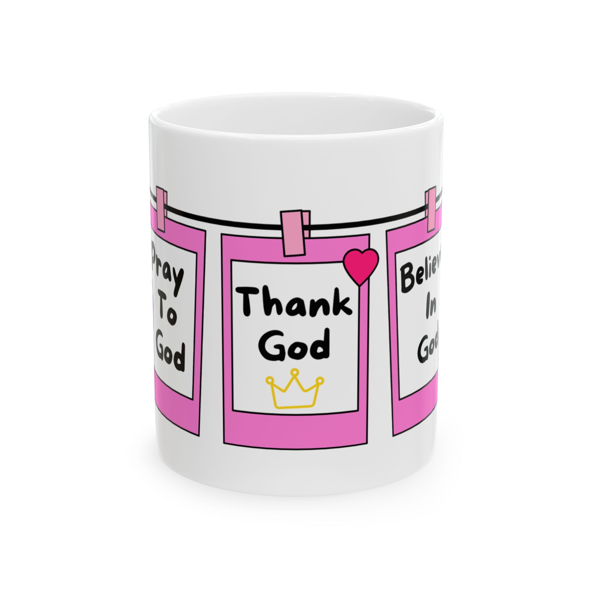 “Believe in God” Faith-Inspired Ceramic Mug, Thank God, Faith Prayer Mug for Girls, Girly Inspirational Gift, Motivational Coffee Cup, Celebrate Faith, Encouraging Gift for Girls