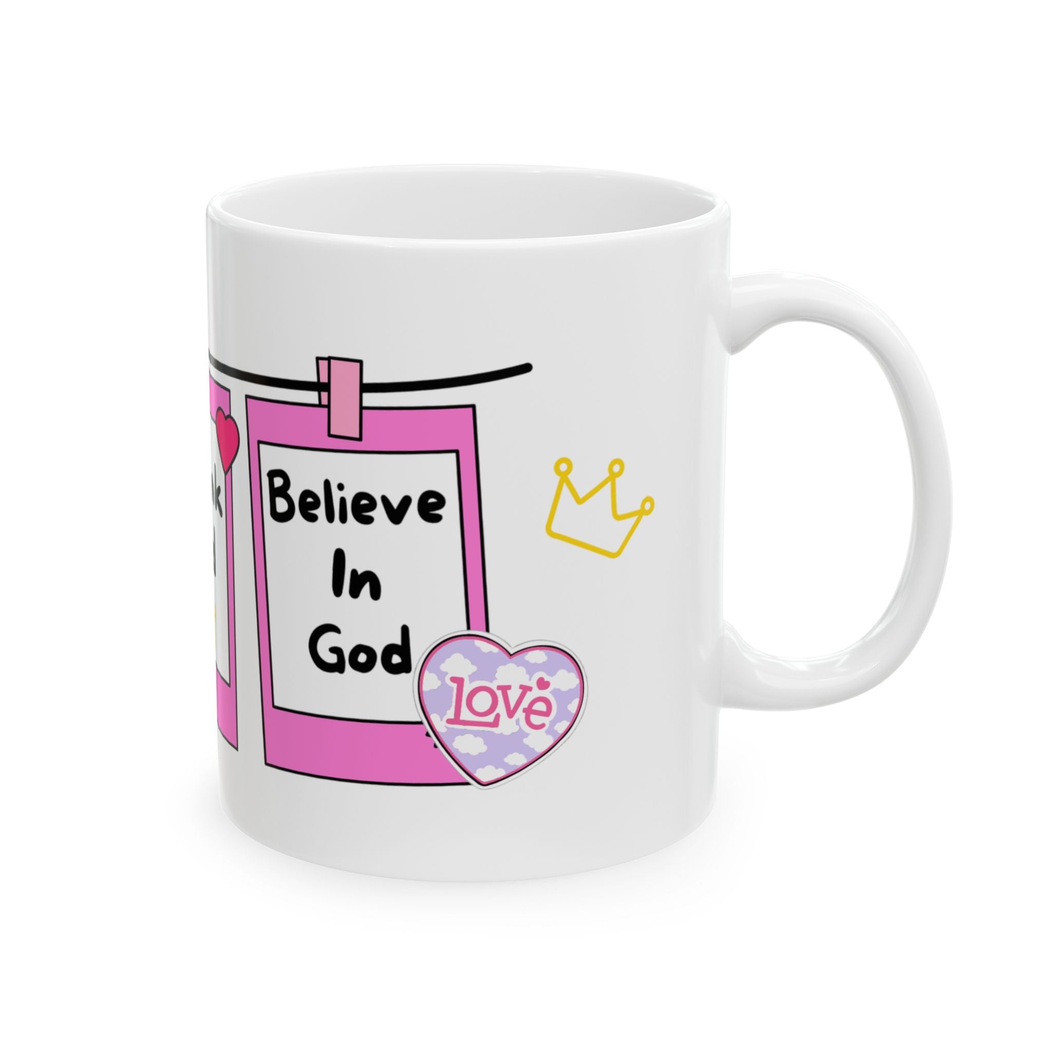 “Believe in God” Faith-Inspired Ceramic Mug, Thank God, Faith Prayer Mug for Girls, Girly Inspirational Gift, Motivational Coffee Cup, Celebrate Faith, Encouraging Gift for Girls