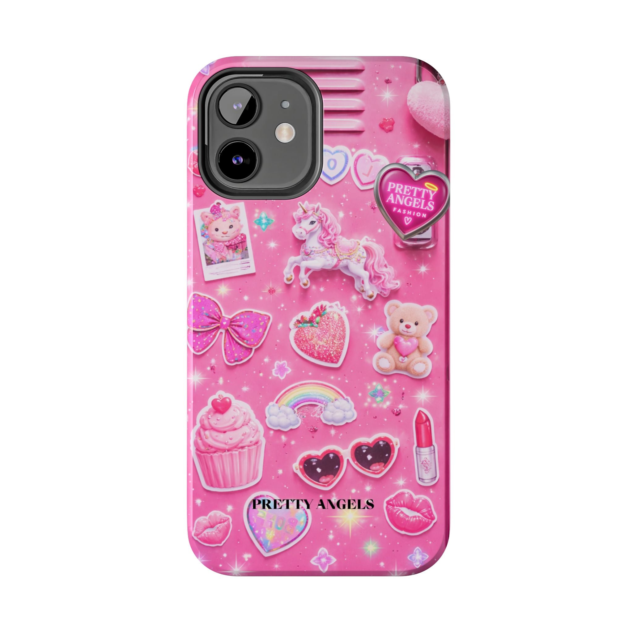 Girly Pink Locker Nostalgia with Hearts & Teddy Bear Tough Phone Case