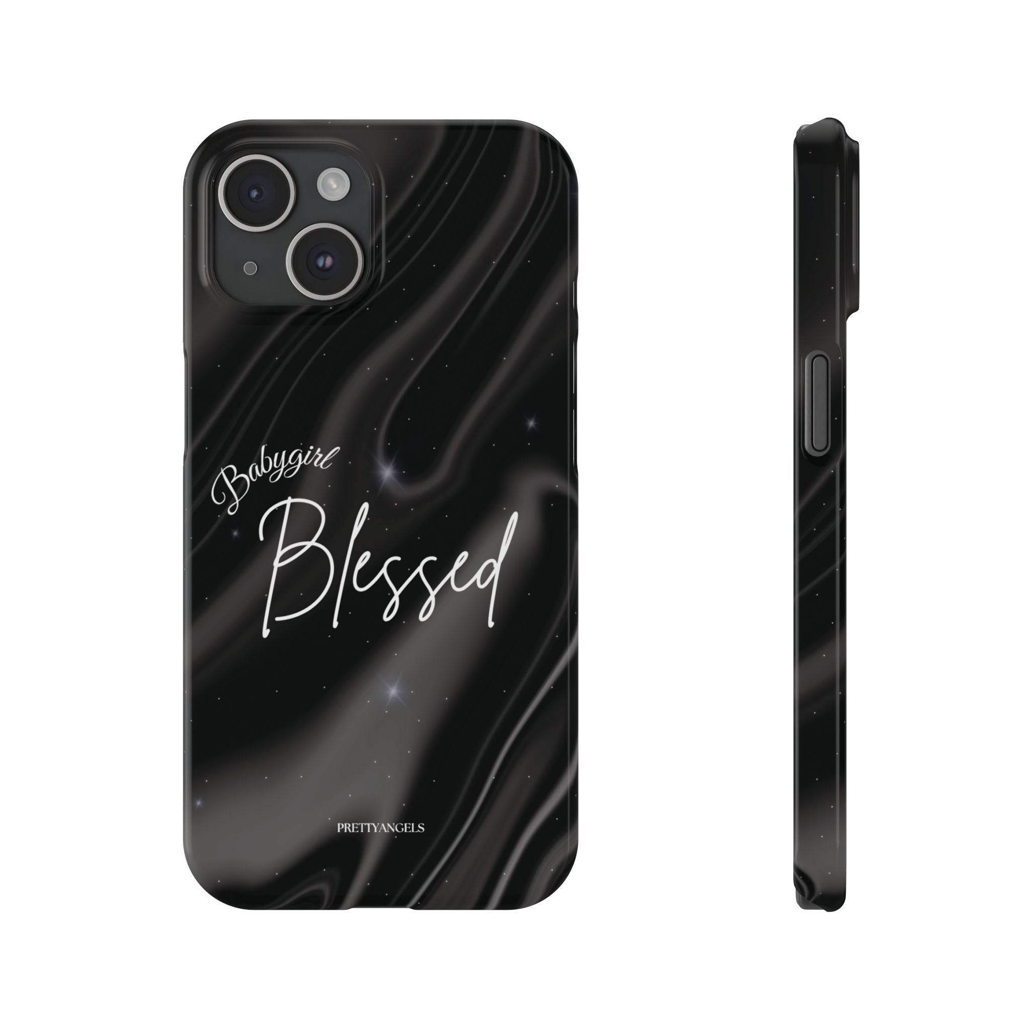 Blessed Babygirl Black Luxe Phone Case - Slim Lightweight & Protective for Rich Feminine Aesthetic Girls