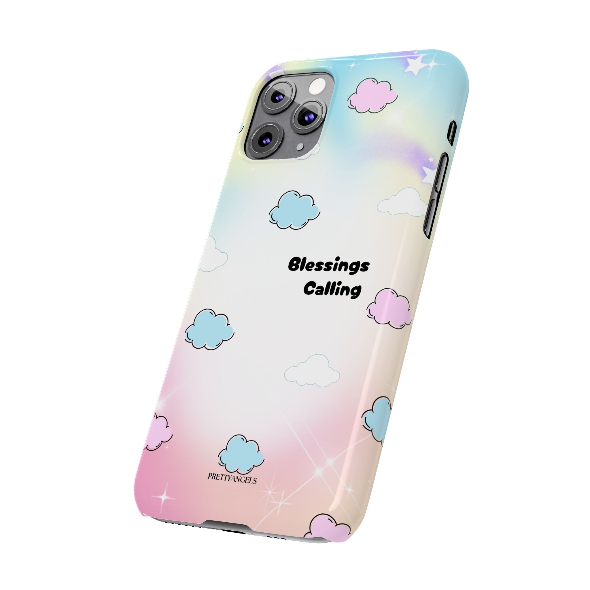 ‘Blessings Calling' Phone Case – Slim Lightweight Ombré Cover with Magical Pastel Clouds for Girly Girls & Faith-Filled Baddies - Cute Cloud Aesthetic, Phone Accessories, Gift for Friends, Pastel Theme Vibes, Cozy Magical Vibes