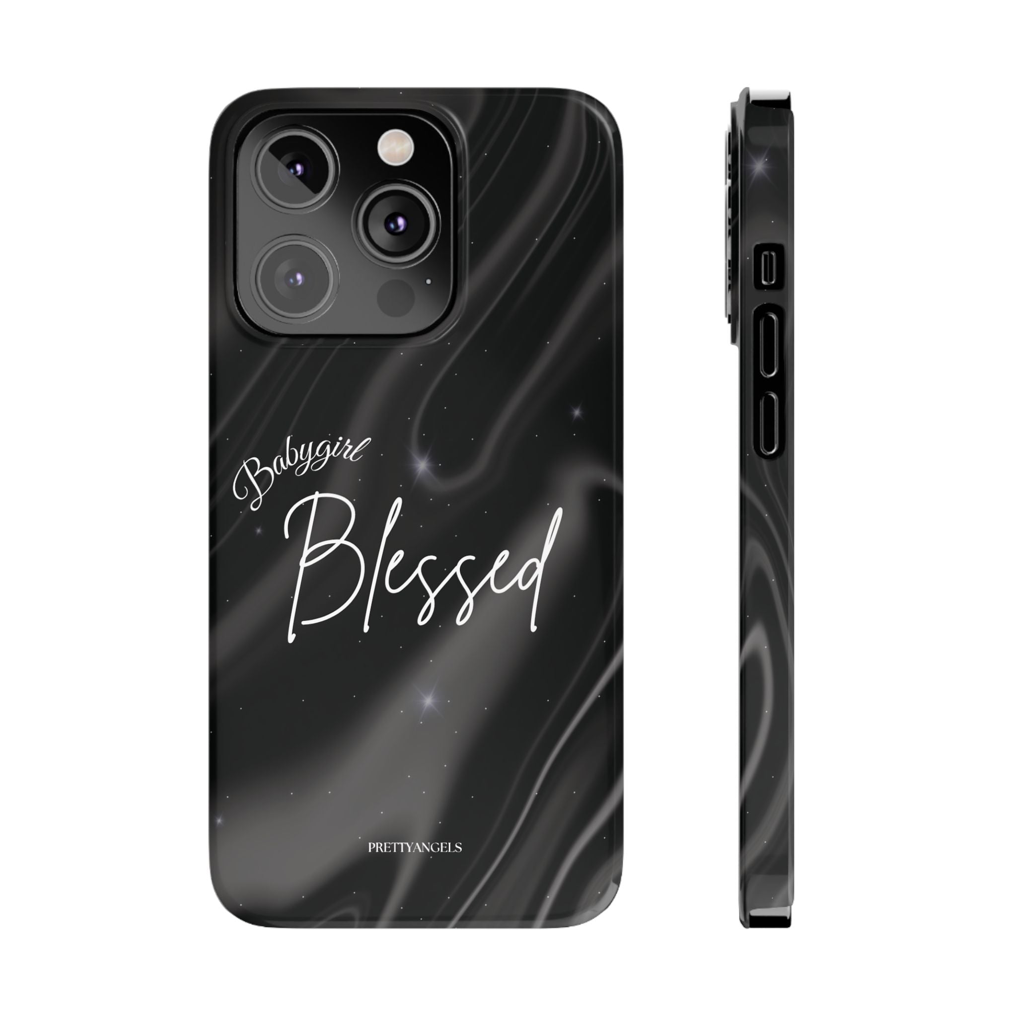 Blessed Babygirl Black Luxe Phone Case - Slim Lightweight & Protective for Rich Feminine Aesthetic Girls