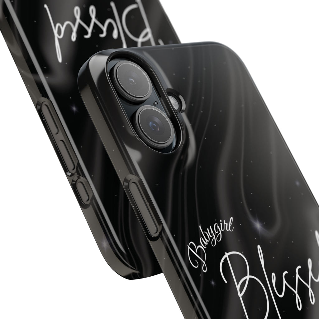 Blessed Babygirl Black Luxe Phone Case - Slim Lightweight & Protective for Rich Feminine Aesthetic Girls