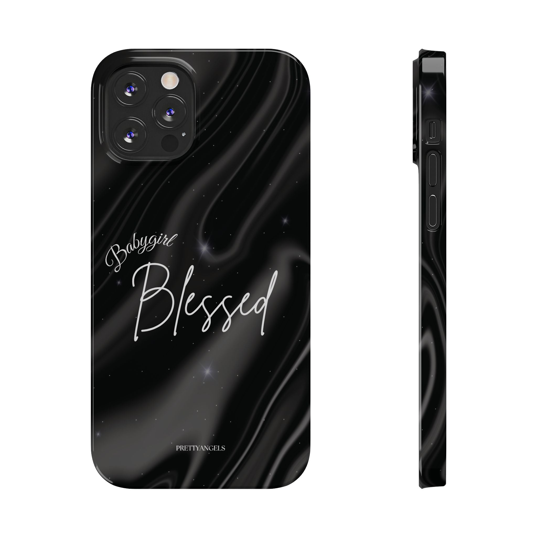 Blessed Babygirl Black Luxe Phone Case - Slim Lightweight & Protective for Rich Feminine Aesthetic Girls