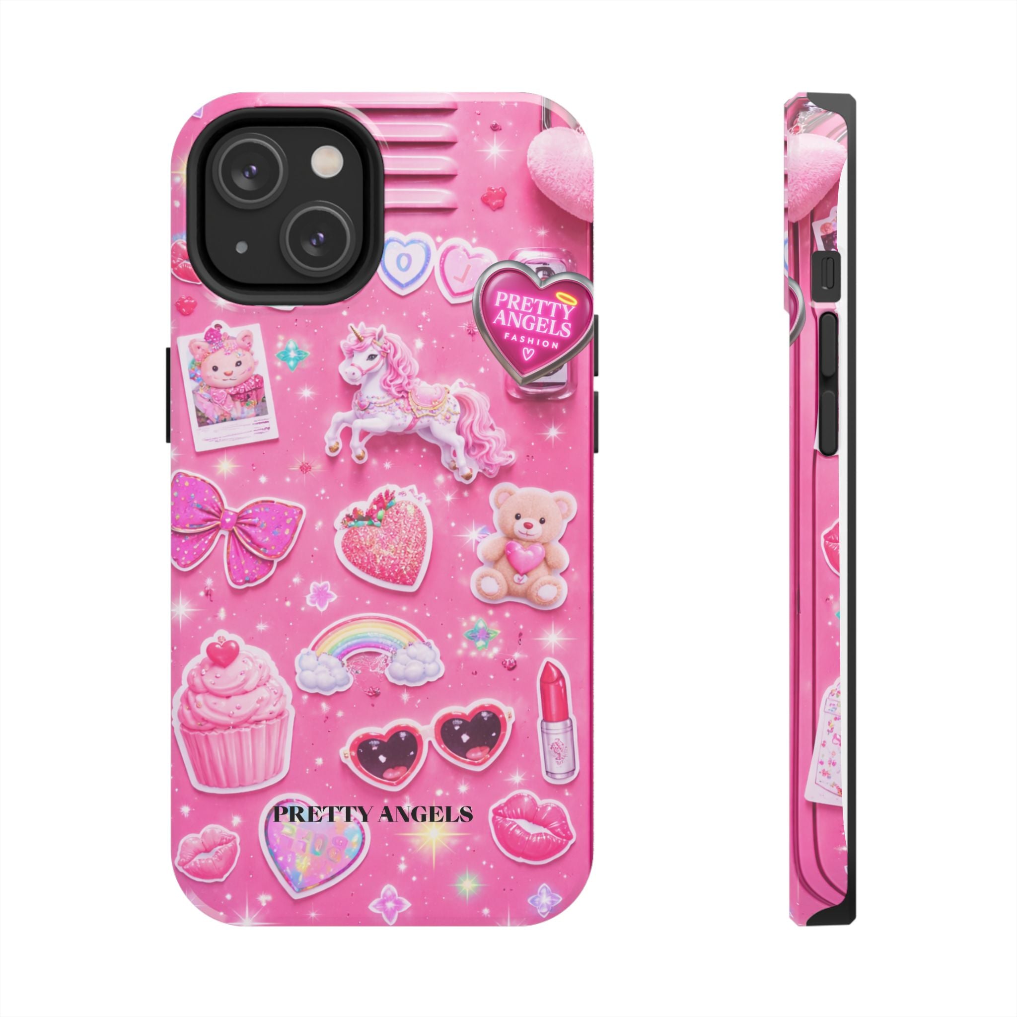 Girly Pink Locker Nostalgia with Hearts & Teddy Bear Tough Phone Case