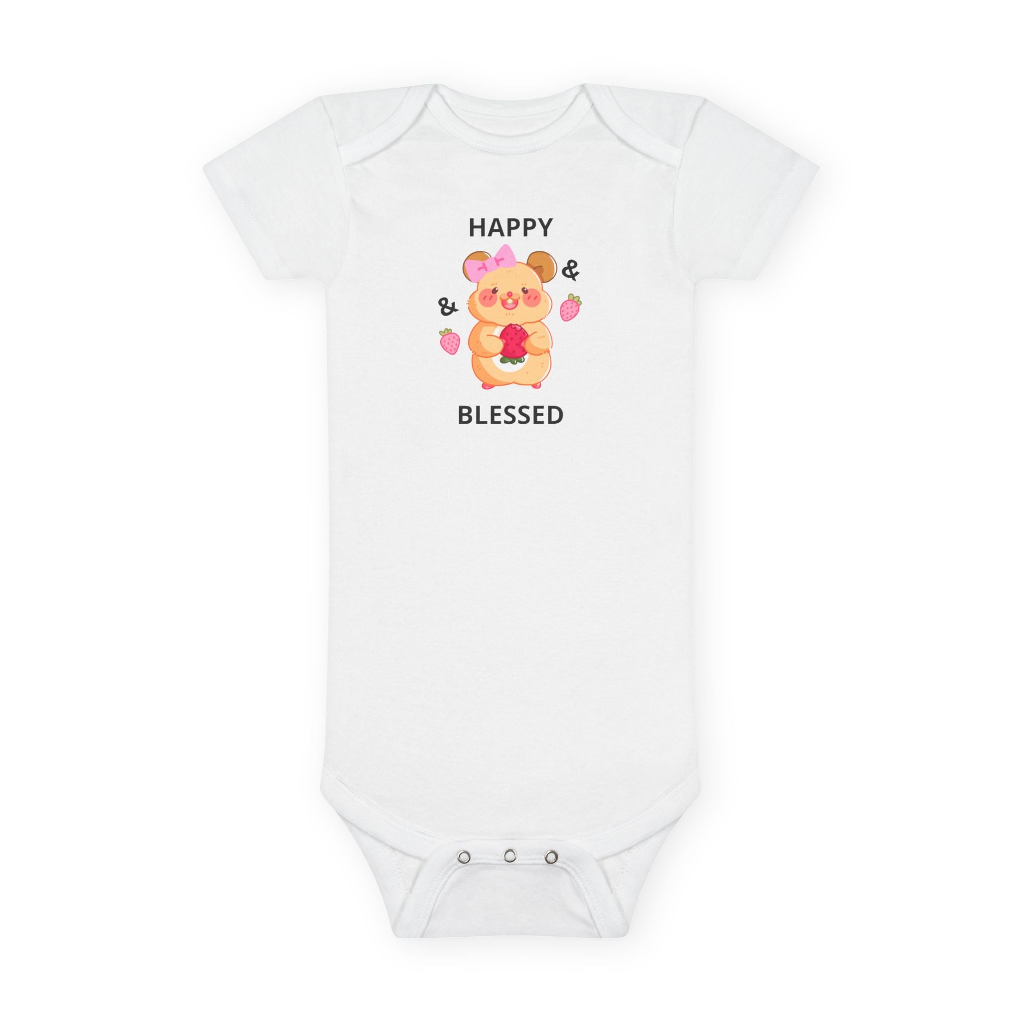 Happy & Blessed Cute Hamster - Baby Onesie, Cute Infant Bodysuit, Baby Shower Gift, Newborn Outfit, Girly Baby Clothes, Baby Apparel