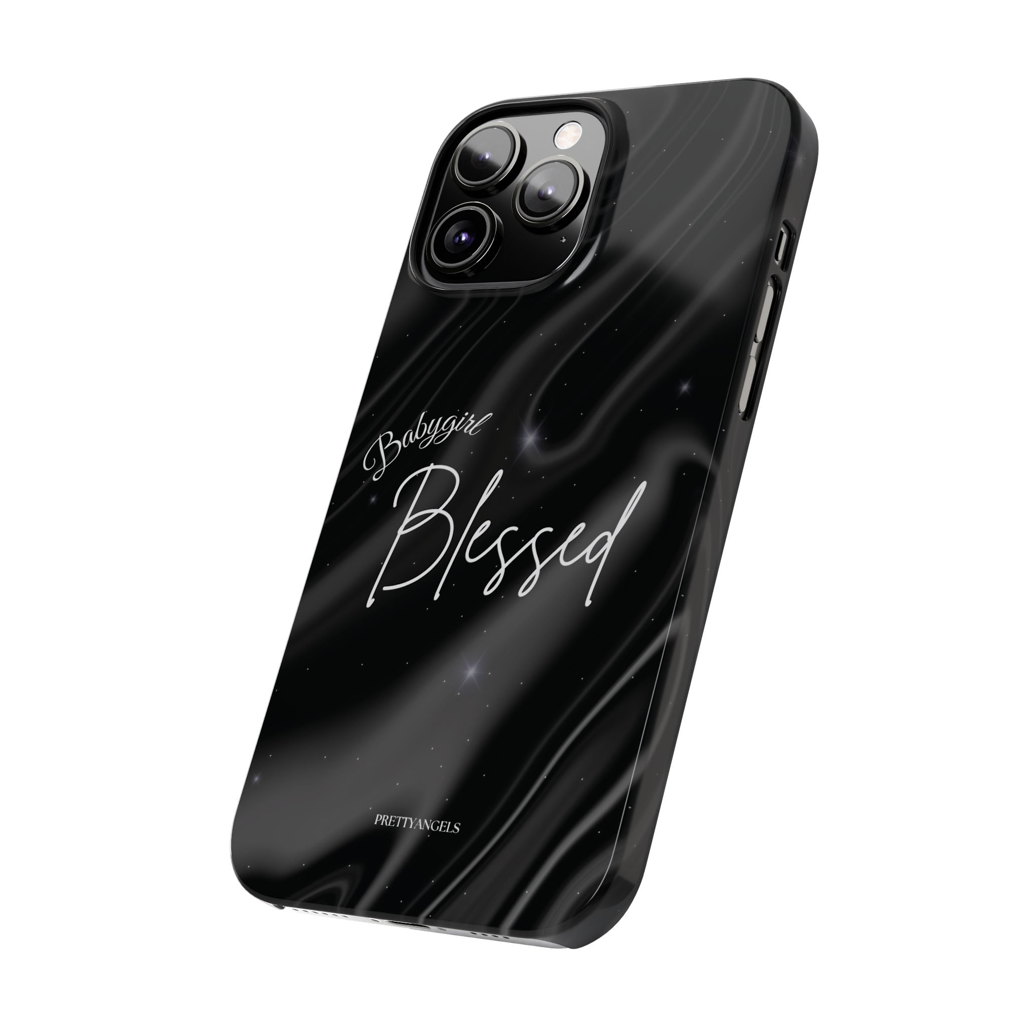 Blessed Babygirl Black Luxe Phone Case - Slim Lightweight & Protective for Rich Feminine Aesthetic Girls