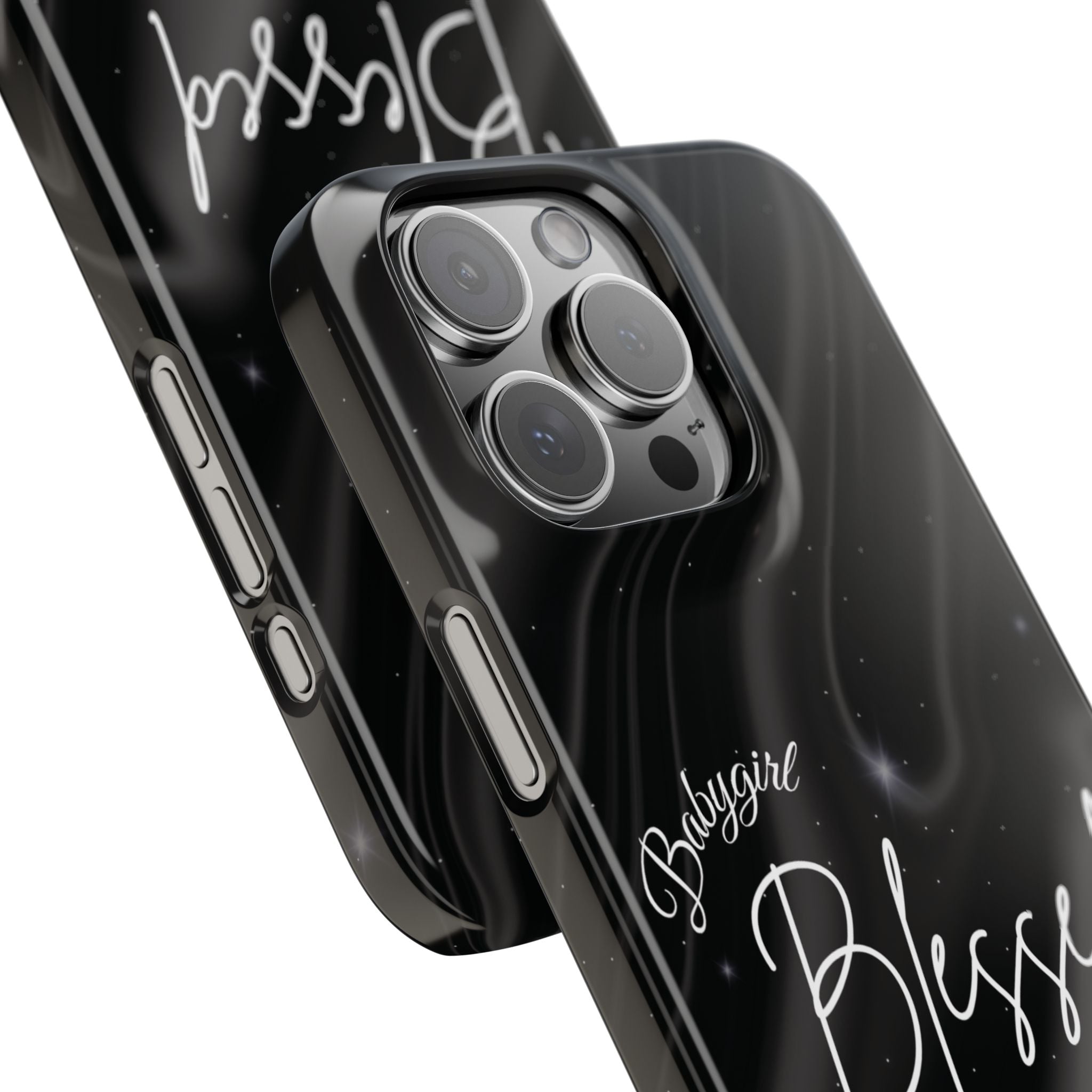 Blessed Babygirl Black Luxe Phone Case - Slim Lightweight & Protective for Rich Feminine Aesthetic Girls