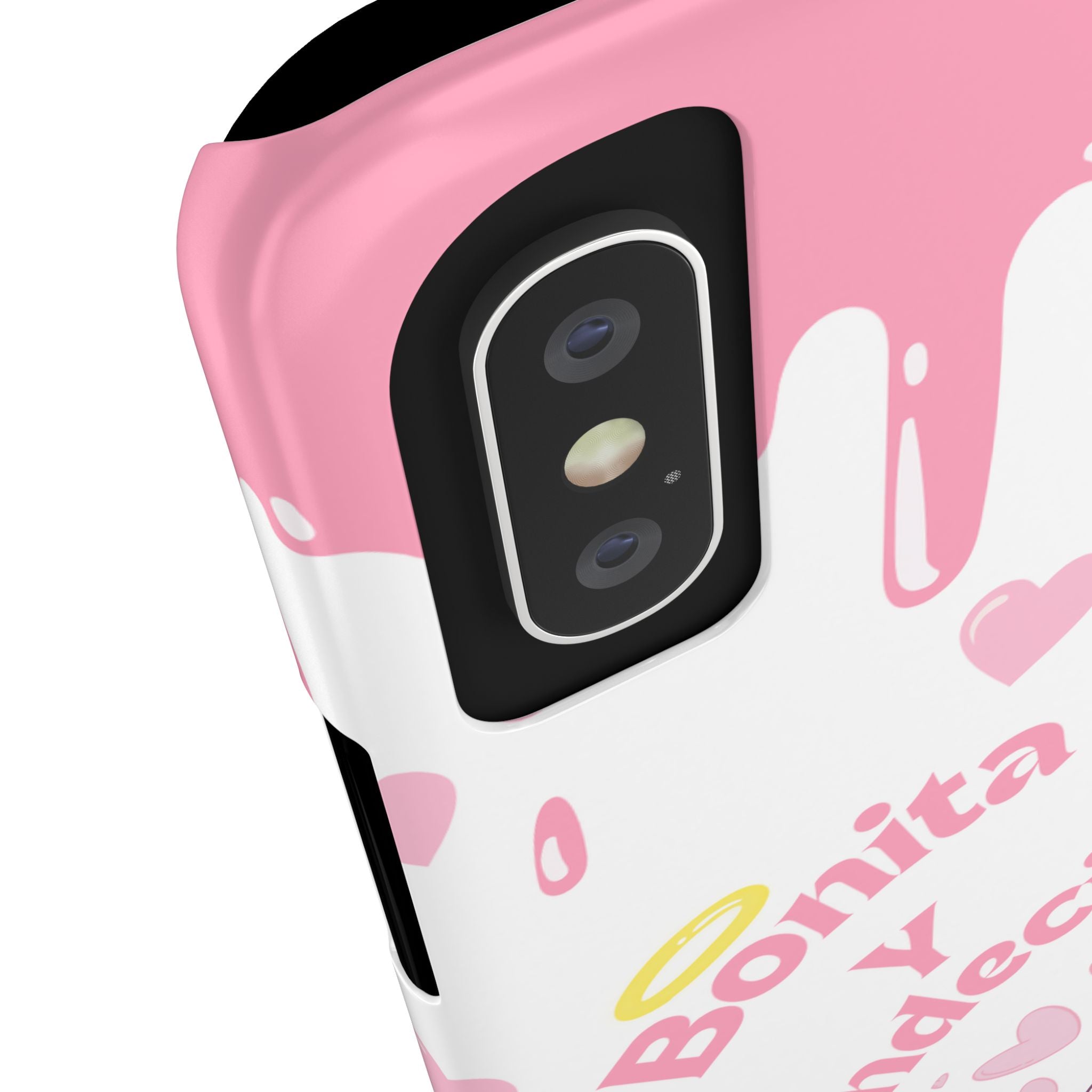 Bonita y Bendecida Phone Case - Slim Lightweight Pink Drip Cover with Bunny & Hearts for Stylish Latina Baddie Girls