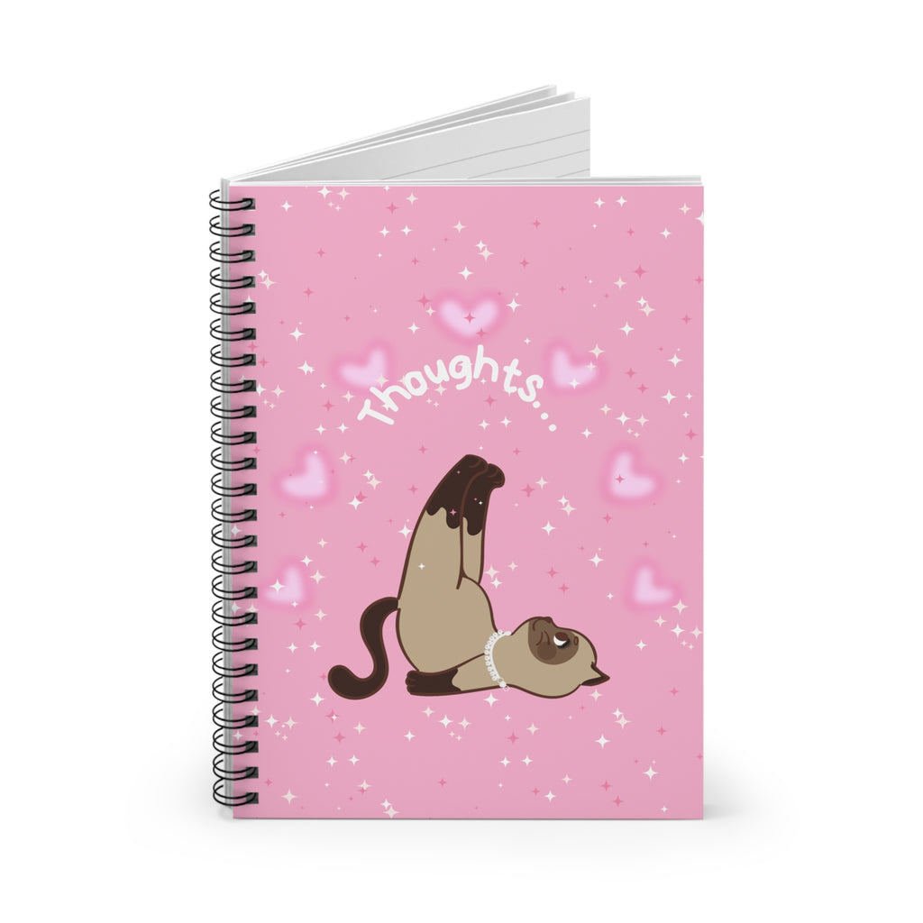 Cute Pink Cat Notebook – Kawaii Spiral Journal with Hearts & Sparkles | Aesthetic Stationery for Girls