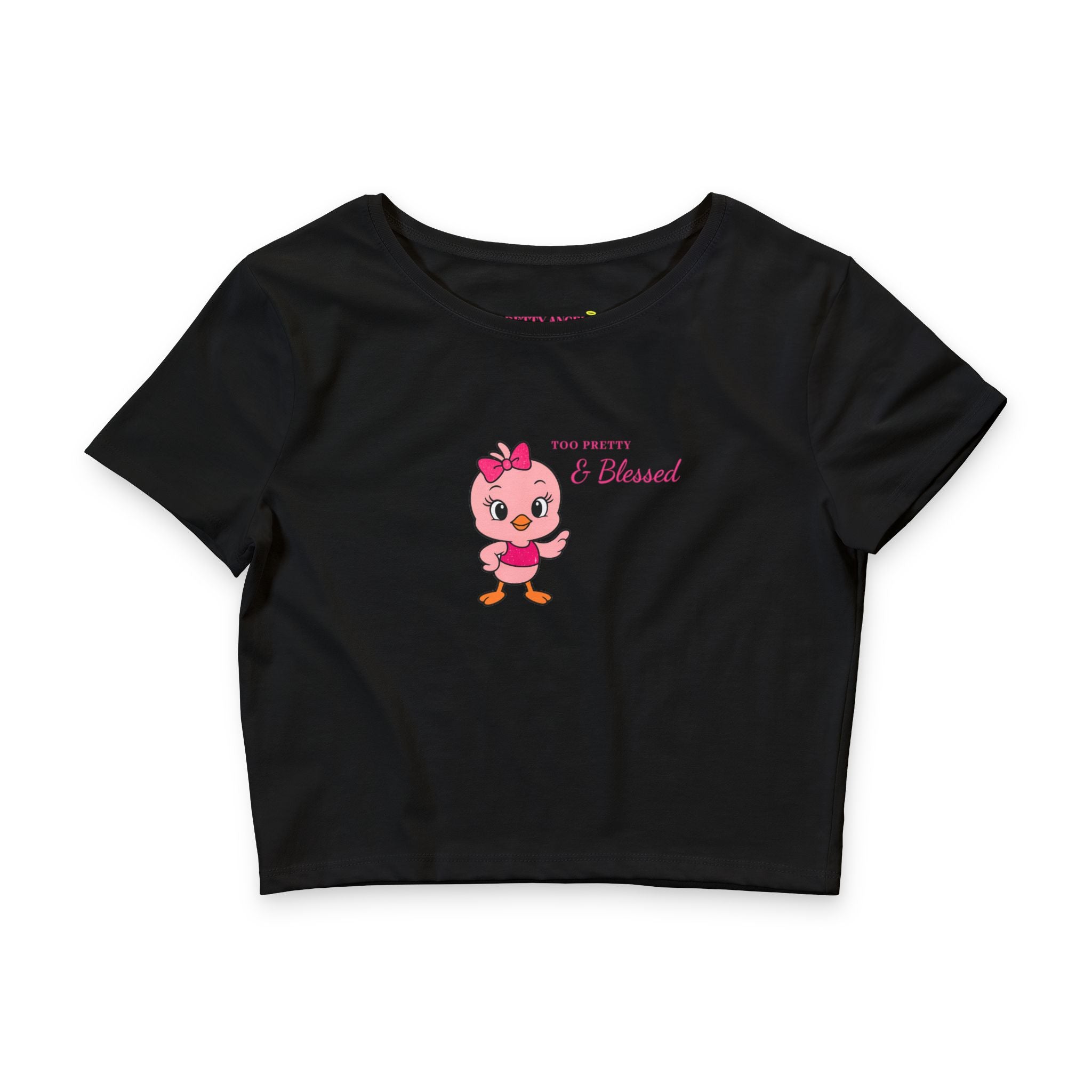 Too Pretty & Blessed Adorable Pink Bird Crop Tee