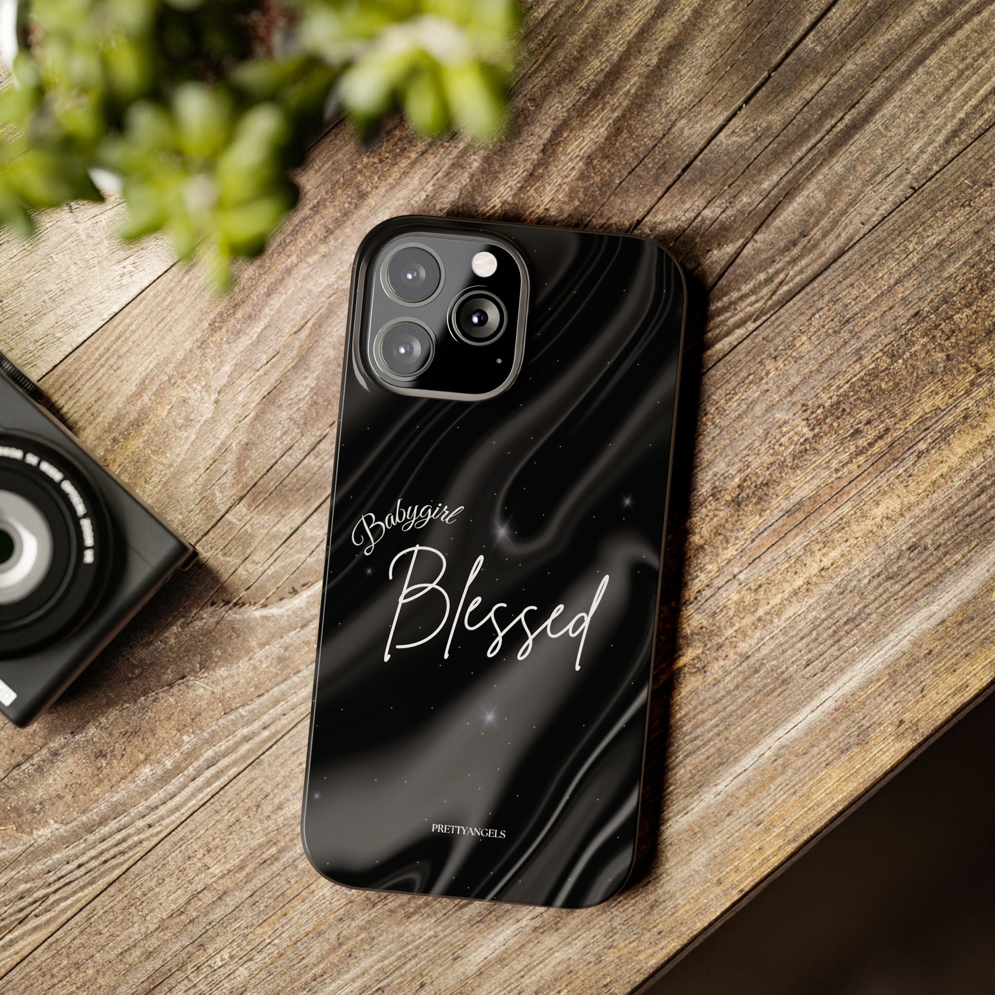 Blessed Babygirl Black Luxe Phone Case - Slim Lightweight & Protective for Rich Feminine Aesthetic Girls