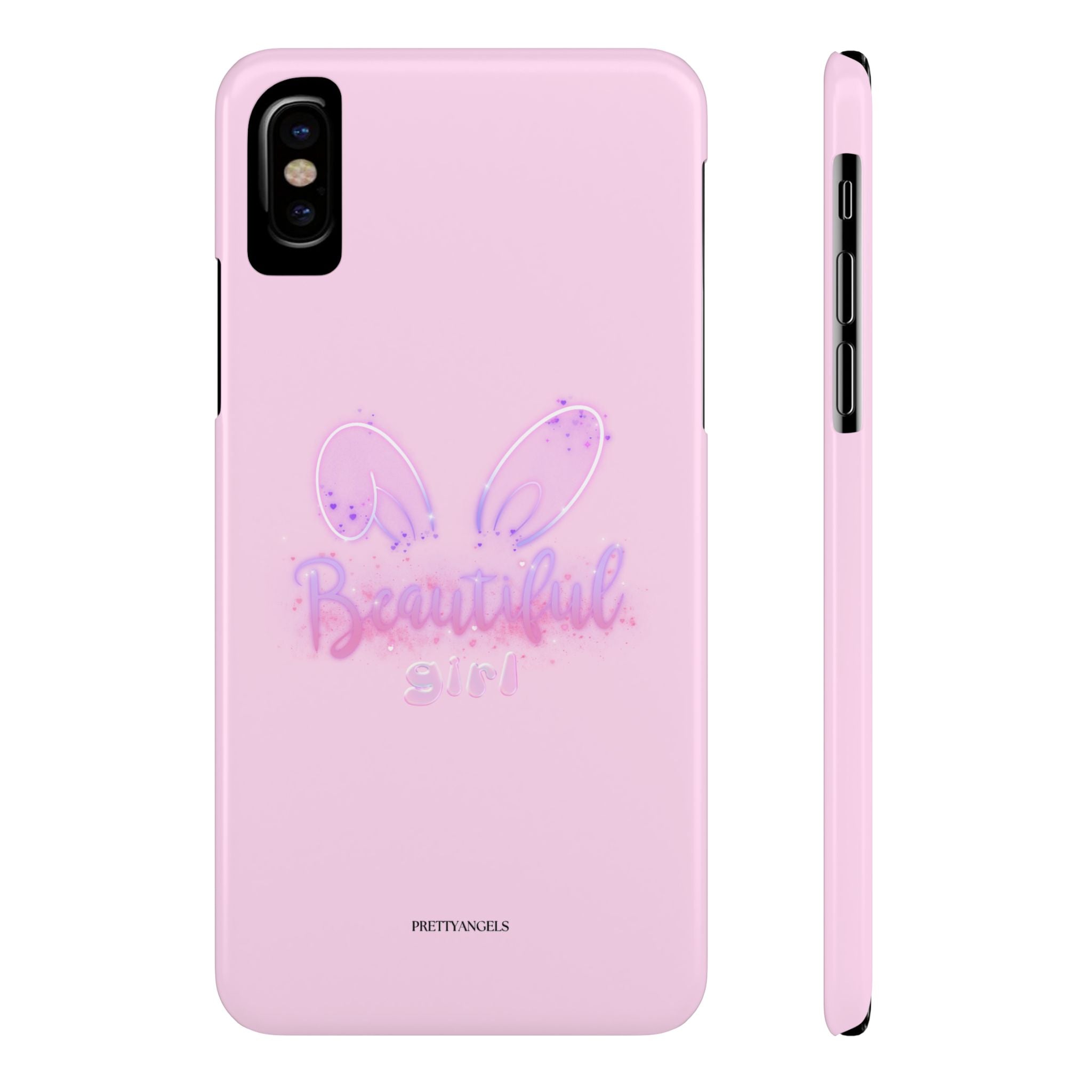 “Beautiful Girls Light Pink Phone Case - Slim Lightweight Ombré Glow Lettering Protective Cover for Pretty Rich Aesthetic” Girly Chic Accessories