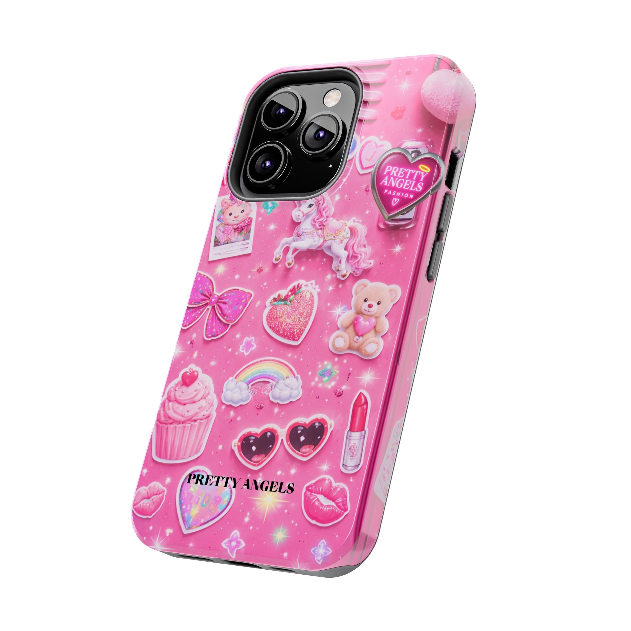 Girly Pink Locker Nostalgia with Hearts & Teddy Bear Tough Phone Case
