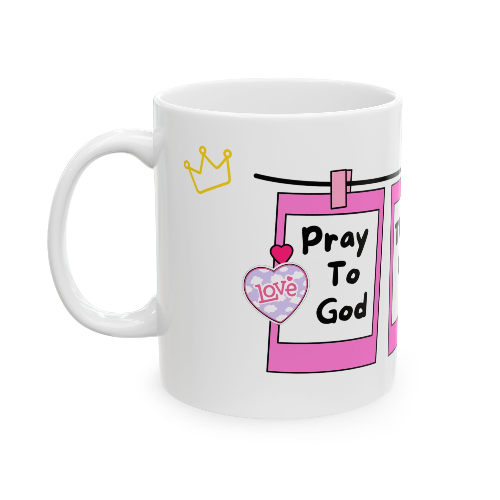 “Believe in God” Faith-Inspired Ceramic Mug, Thank God, Faith Prayer Mug for Girls, Girly Inspirational Gift, Motivational Coffee Cup, Celebrate Faith, Encouraging Gift for Girls