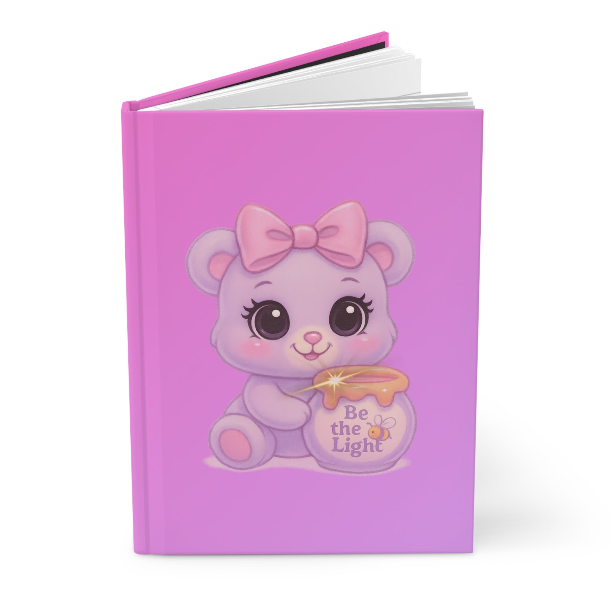 Purple Ombré Teddy Bear “Be the Light” Hardcover Notebook - 150 Lined Pages | Cute Hardcover Journal for Pretty Girls Who Love Aesthetic Stationary & Luxury Vibes