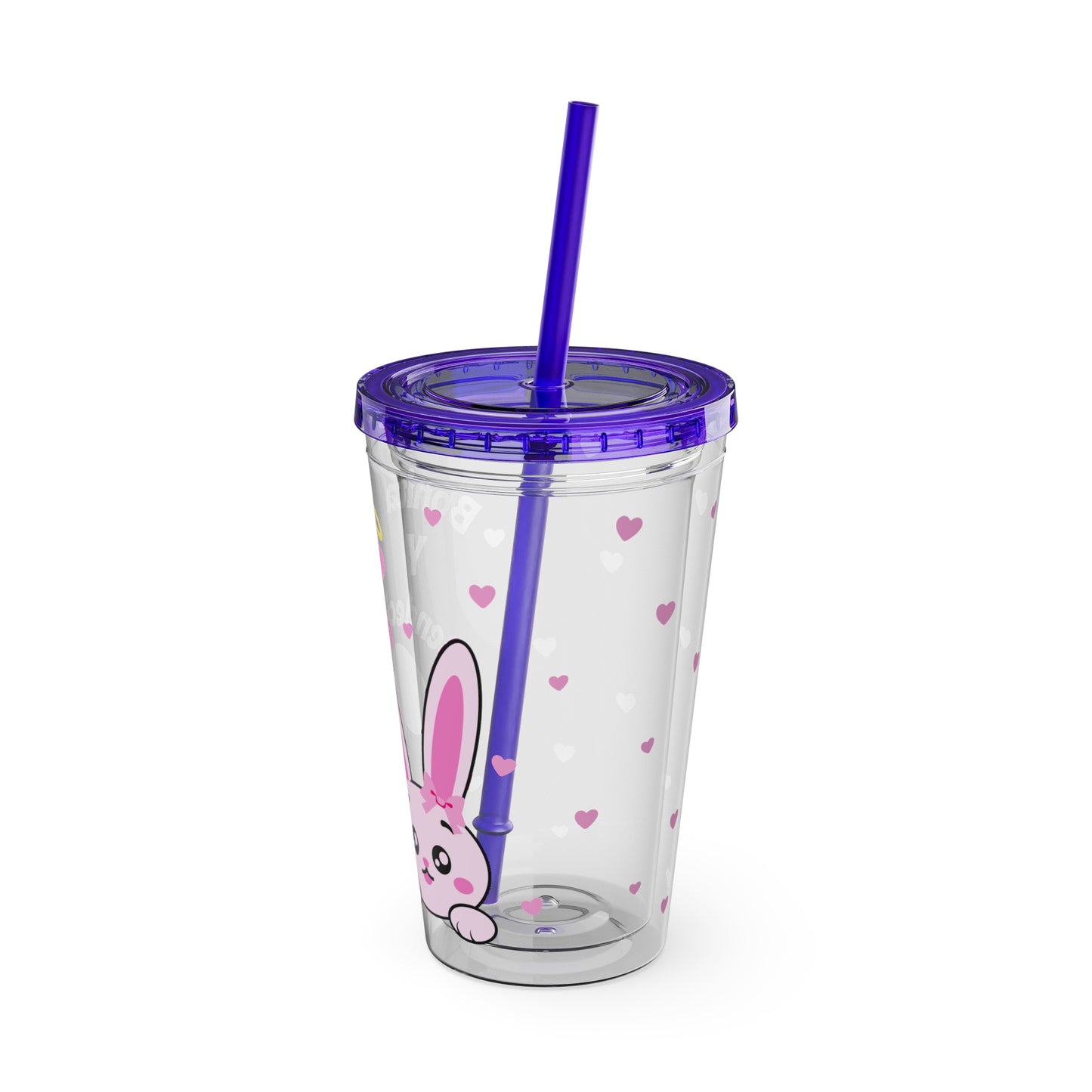 Bonita y Bendecida Pink Bunny Tumbler with Straw, 16oz