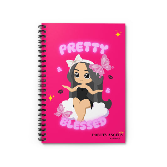 Latina Baddie Pretty & Blessed Spiral Notebook - Ruled Line for Positive Vibes