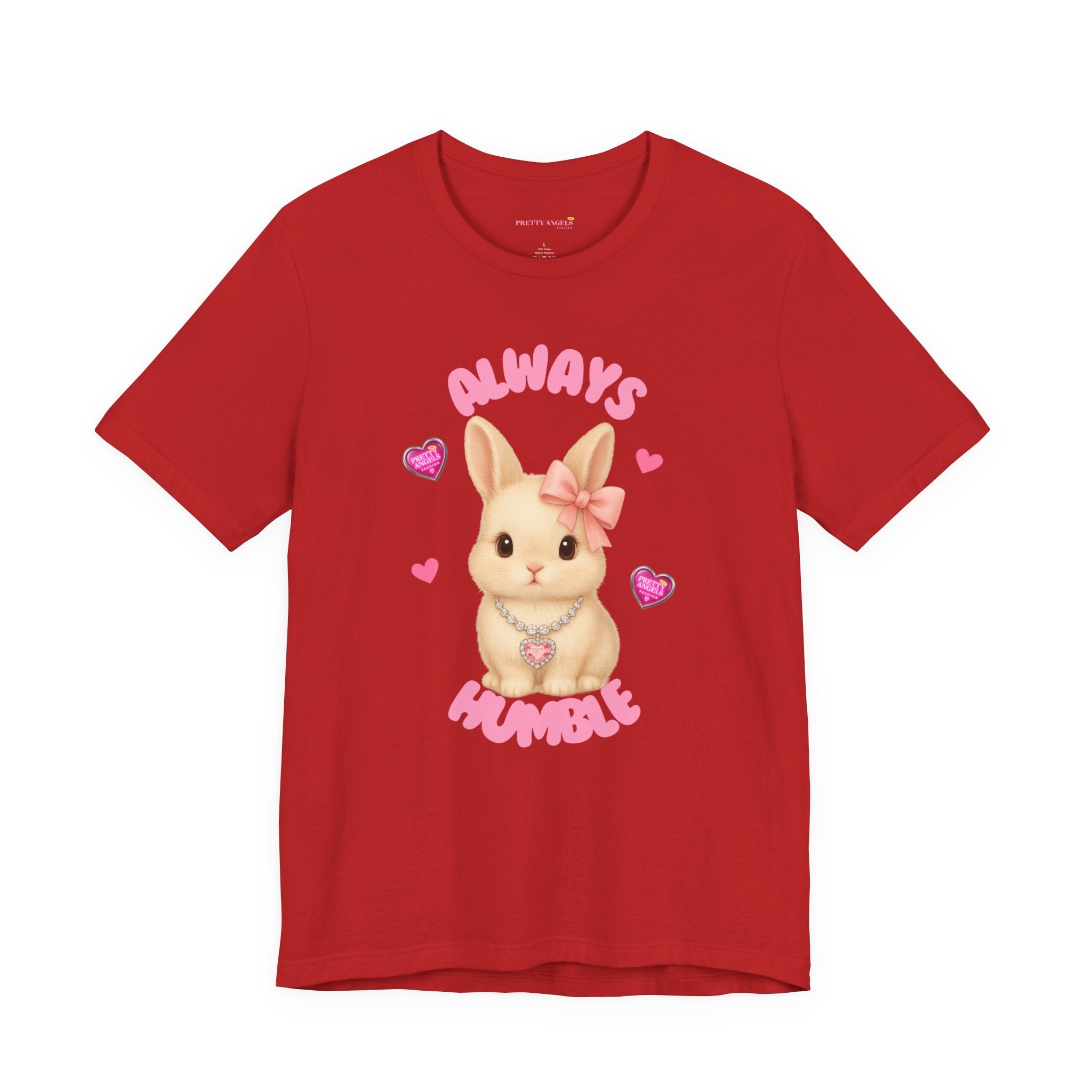 Always Humble Bunny T-Shirt – Cute Aesthetic Pink Bow Bunny Tee for Pretty Girls | 100% Airlume Cotton | Soft Lightweight Girly Shirt | Cute Pink Aesthetic Outfit