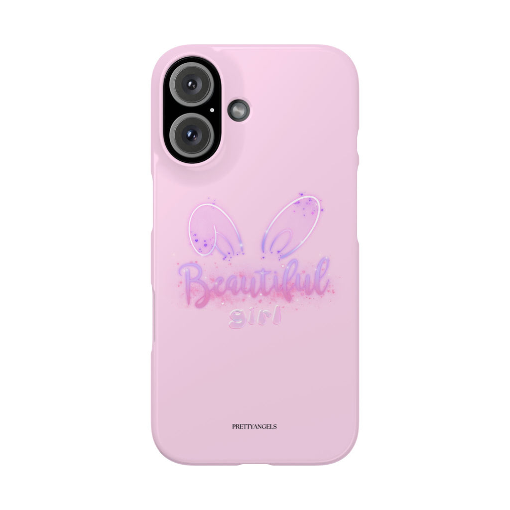 “Beautiful Girls Light Pink Phone Case - Slim Lightweight Ombré Glow Lettering Protective Cover for Pretty Rich Aesthetic” Girly Chic Accessories