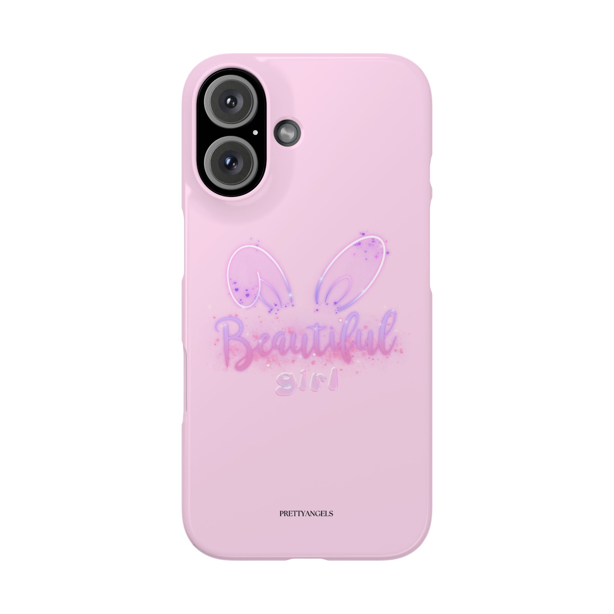 “Beautiful Girls Light Pink Phone Case - Slim Lightweight Ombré Glow Lettering Protective Cover for Pretty Rich Aesthetic” Girly Chic Accessories