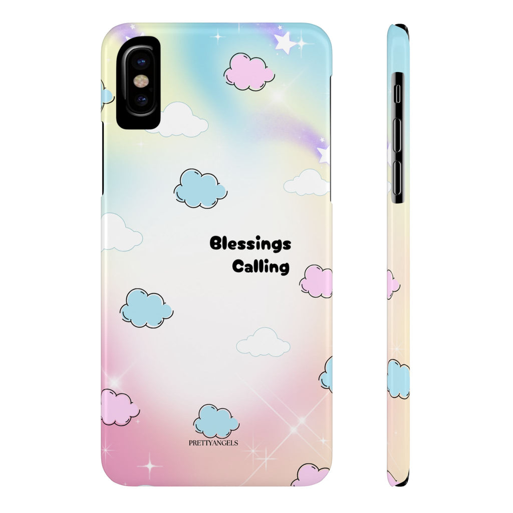 ‘Blessings Calling' Phone Case – Slim Lightweight Ombré Cover with Magical Pastel Clouds for Girly Girls & Faith-Filled Baddies - Cute Cloud Aesthetic, Phone Accessories, Gift for Friends, Pastel Theme Vibes, Cozy Magical Vibes