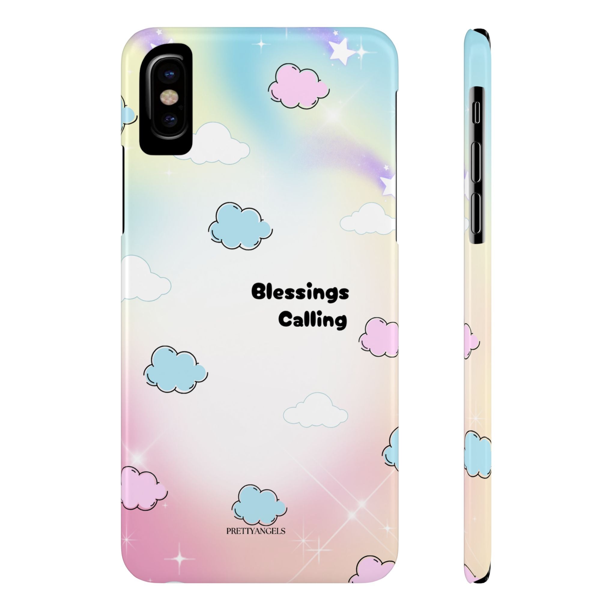‘Blessings Calling' Phone Case – Slim Lightweight Ombré Cover with Magical Pastel Clouds for Girly Girls & Faith-Filled Baddies - Cute Cloud Aesthetic, Phone Accessories, Gift for Friends, Pastel Theme Vibes, Cozy Magical Vibes