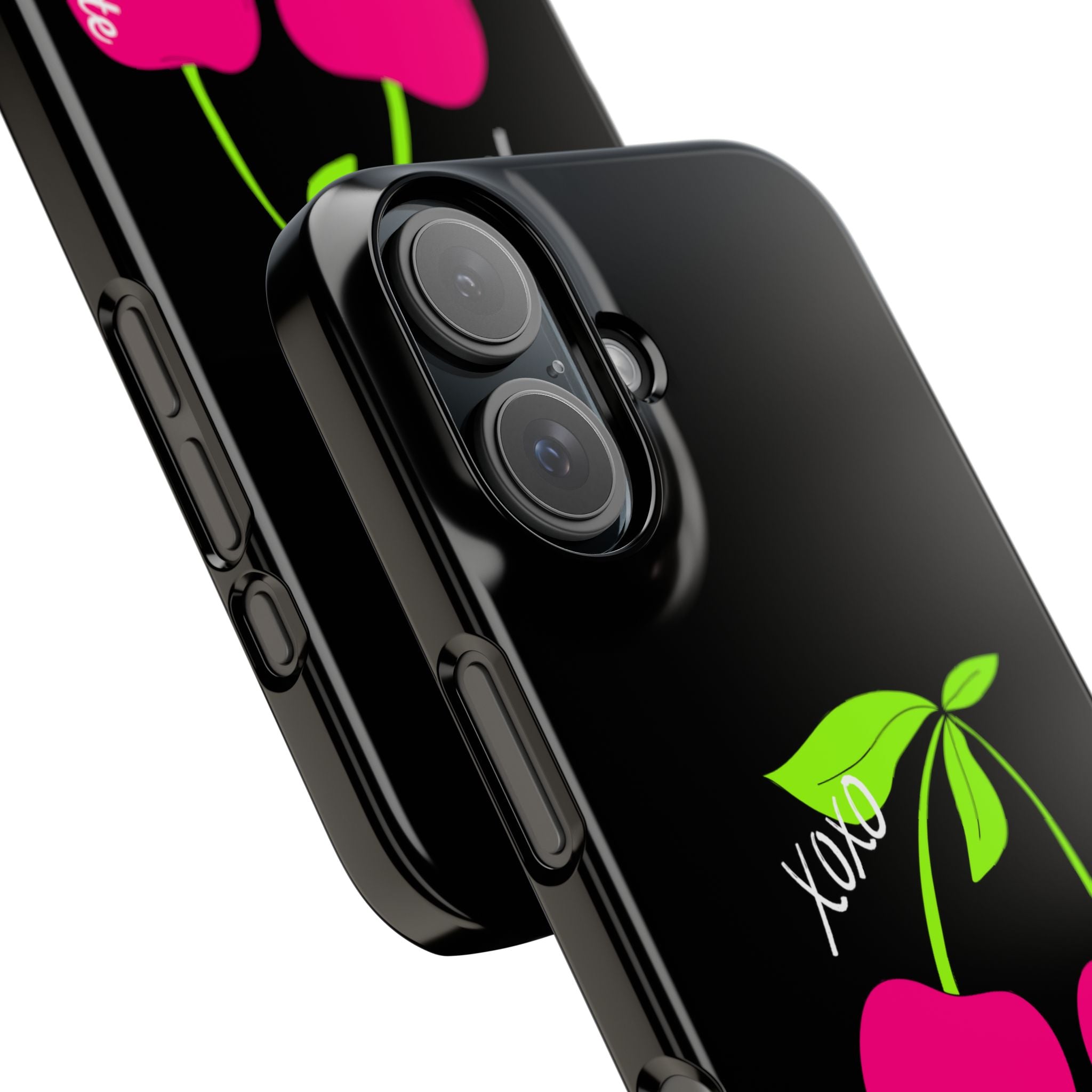 “God’s Favorite Black Slim Phone Case - Lightweight Protective Cover with Hot Pink Cherries for Rich Blessed Baddies”
