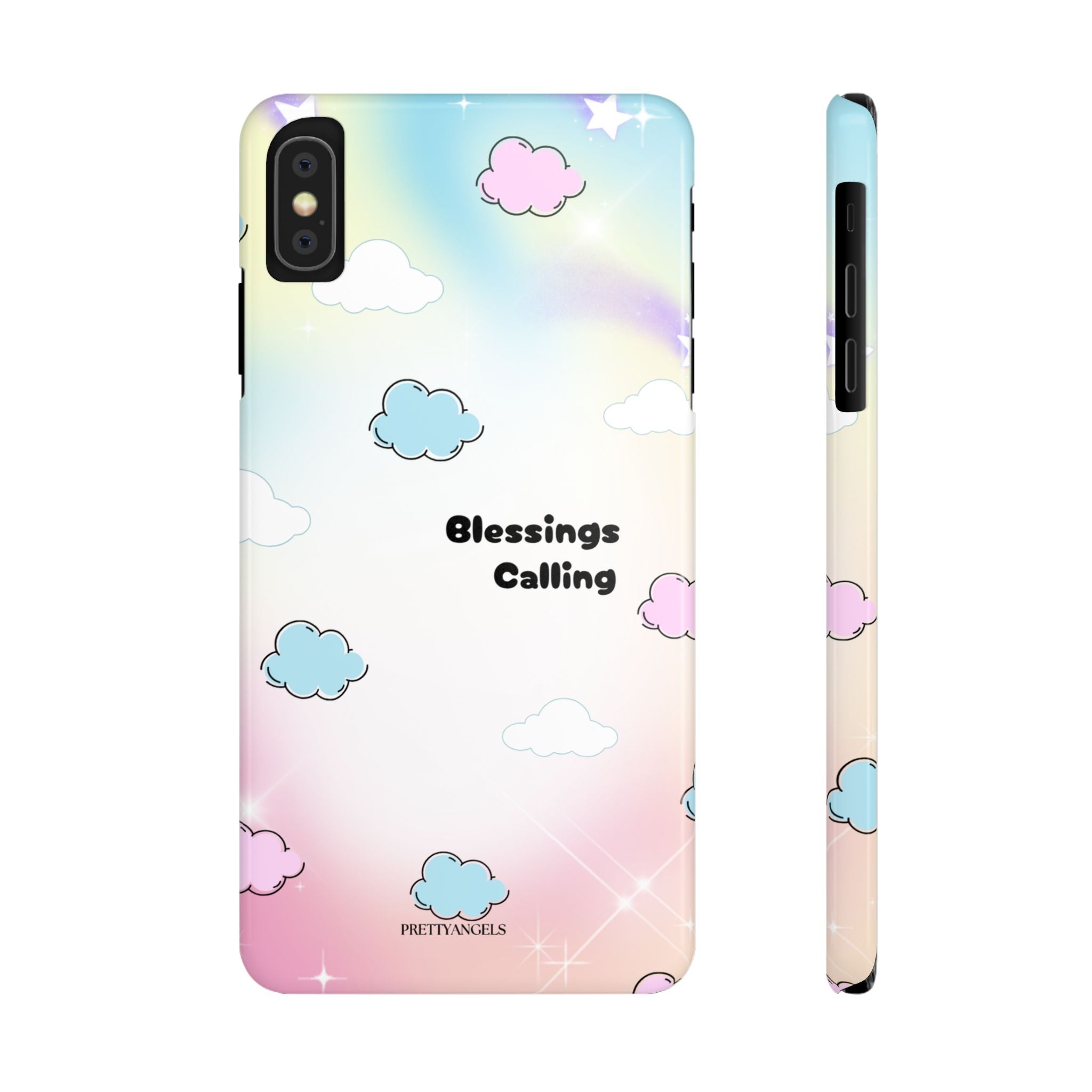 ‘Blessings Calling' Phone Case – Slim Lightweight Ombré Cover with Magical Pastel Clouds for Girly Girls & Faith-Filled Baddies - Cute Cloud Aesthetic, Phone Accessories, Gift for Friends, Pastel Theme Vibes, Cozy Magical Vibes