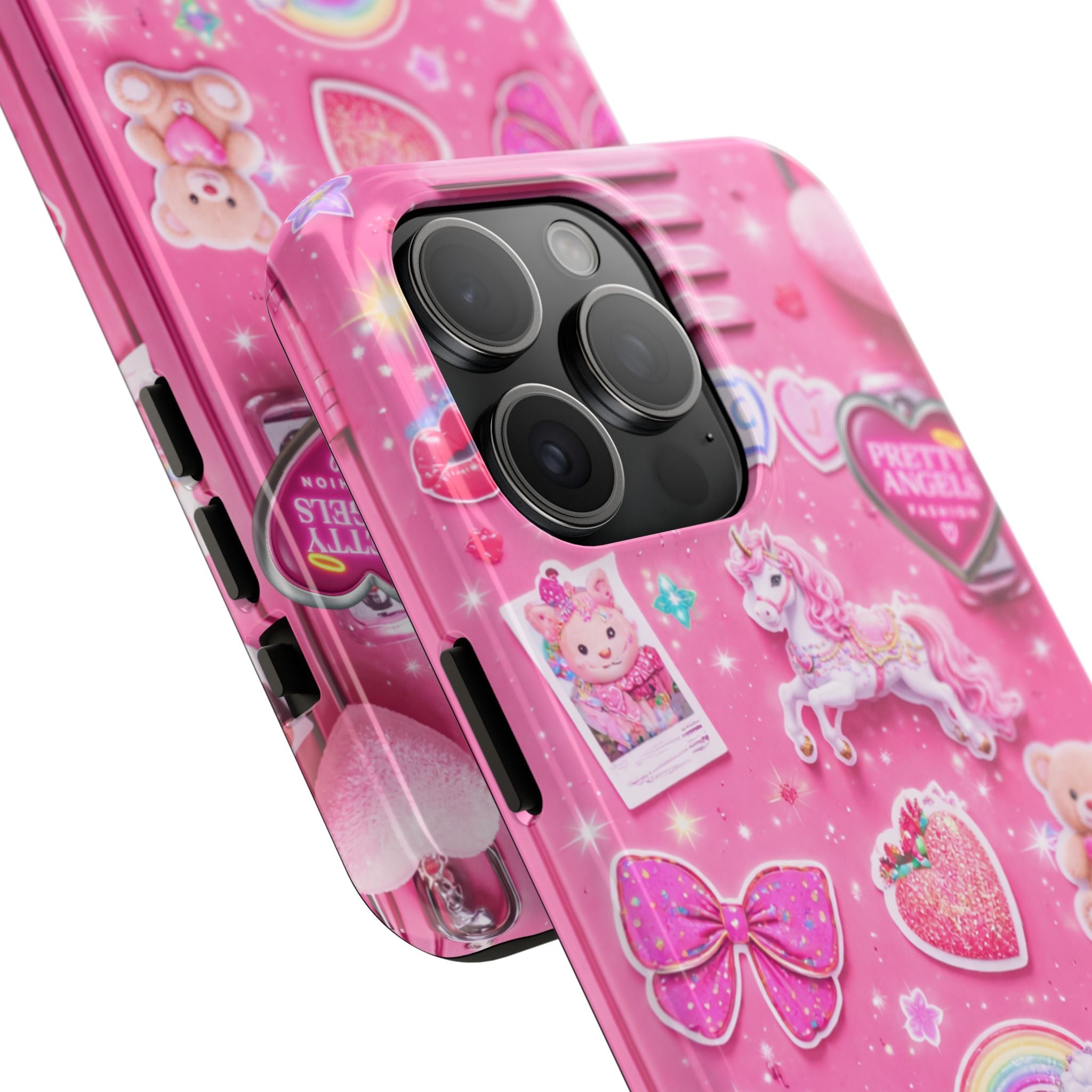 Girly Pink Locker Nostalgia with Hearts & Teddy Bear Tough Phone Case