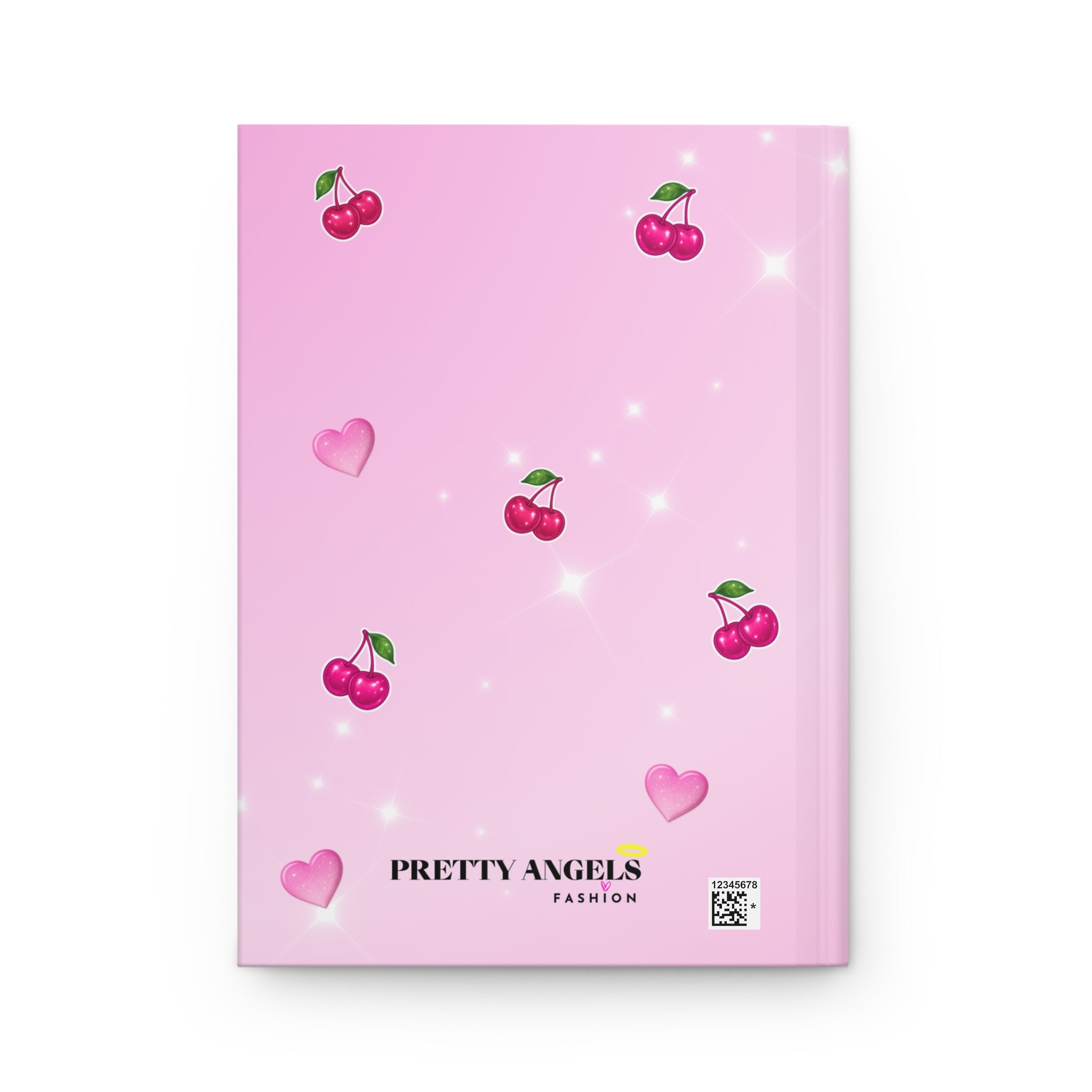 Pretty Angels Pink Hardcover Journal — "Sigue tus sueños bonita" Cute Girl Cherry Notebook