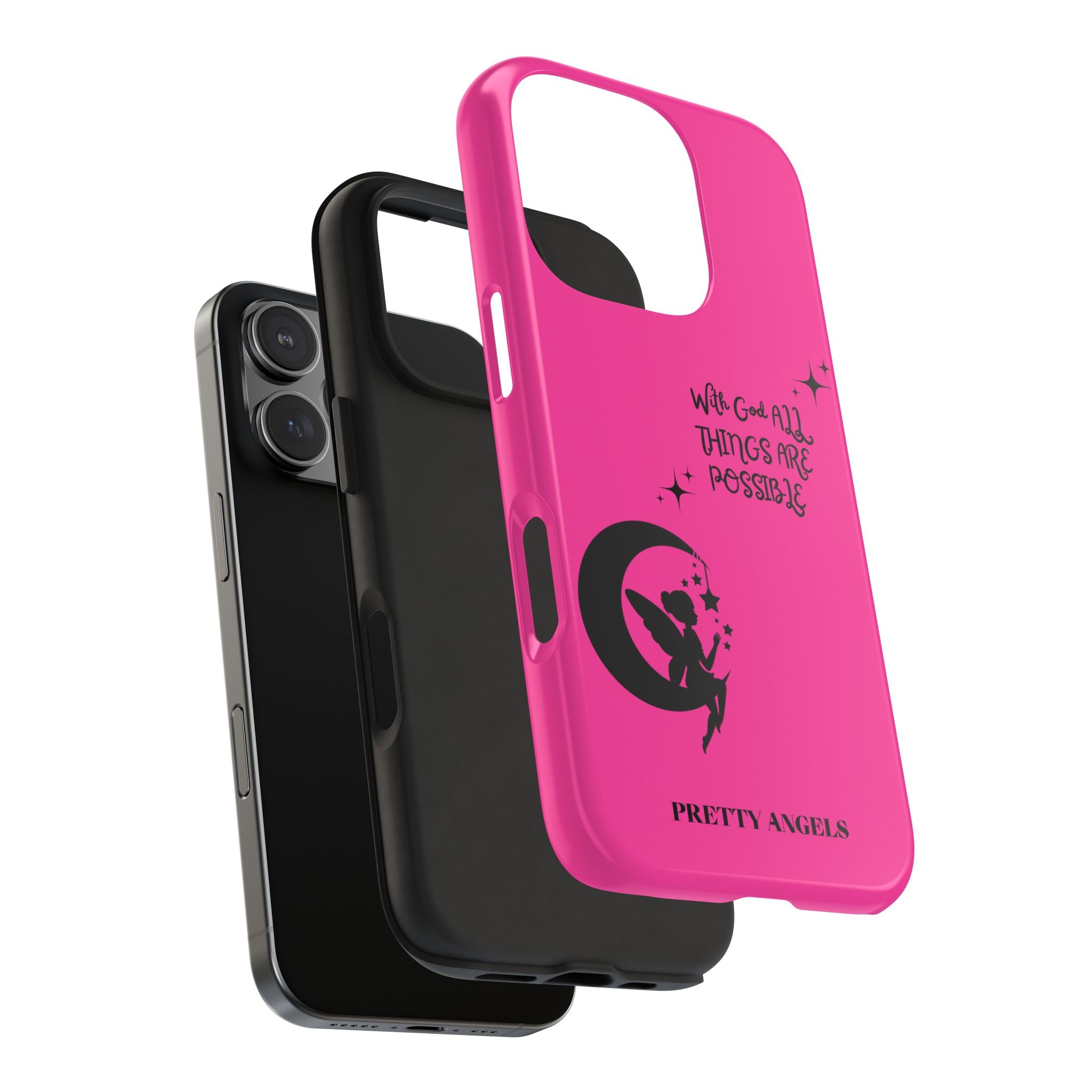 Pink 'With God All Things Are Possible' Fairy Moon Tough Phone Case