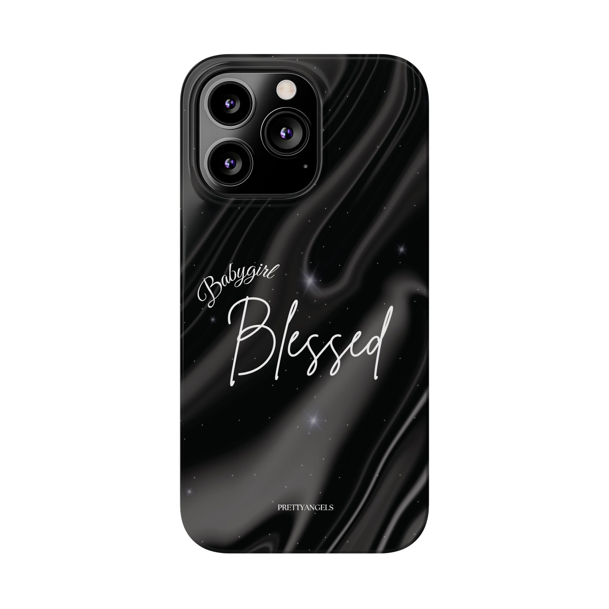 Blessed Babygirl Black Luxe Phone Case - Slim Lightweight & Protective for Rich Feminine Aesthetic Girls